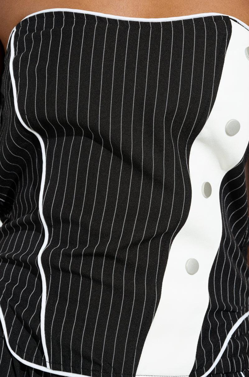 STRICTLY BUSINESS PINSTRIPE STRAPLESS TOP Product Image