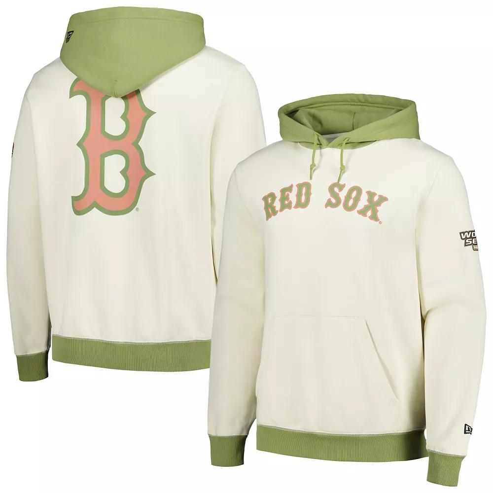 Men's New Era Cream/Green Boston Red Sox Color Pop Pullover Hoodie, Size: 2XL, Beige Product Image