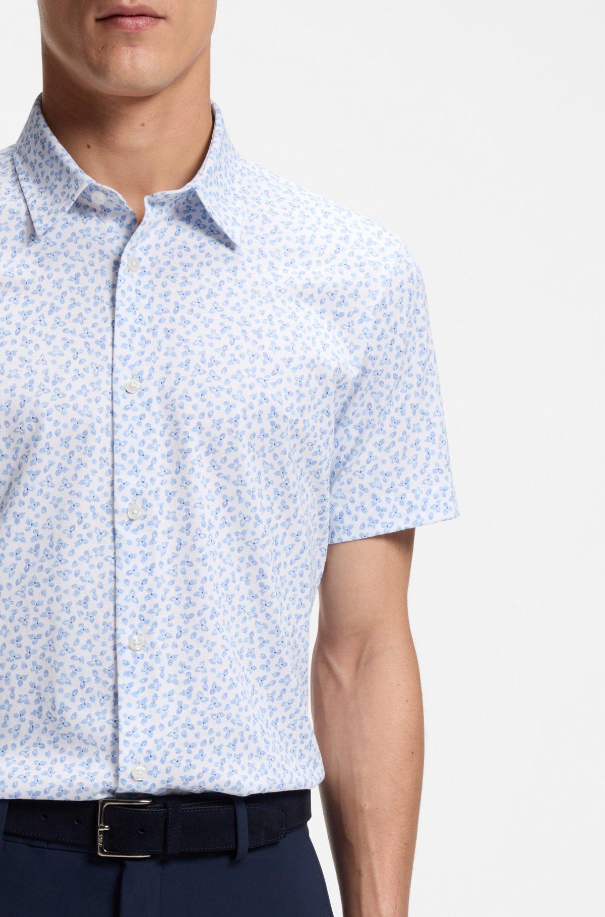 Printed slim-fit shirt in cotton-blend jersey Product Image