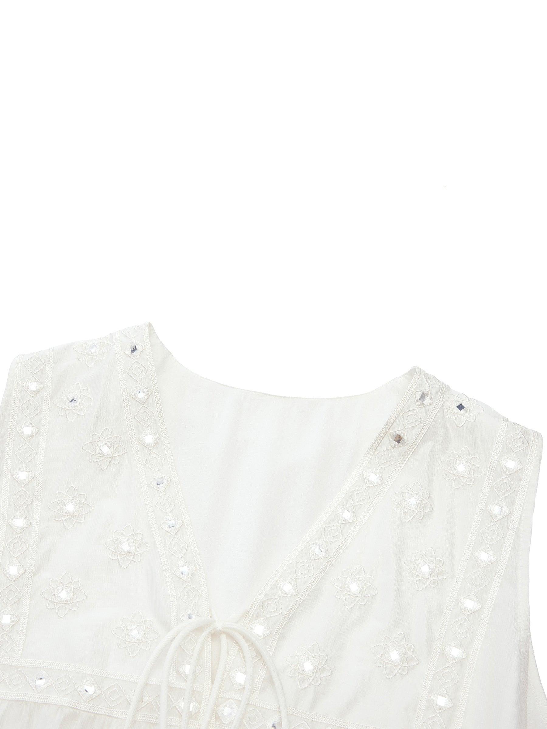 Tencel Blend Embroidered Women Sleeveless Maxi Dress Product Image