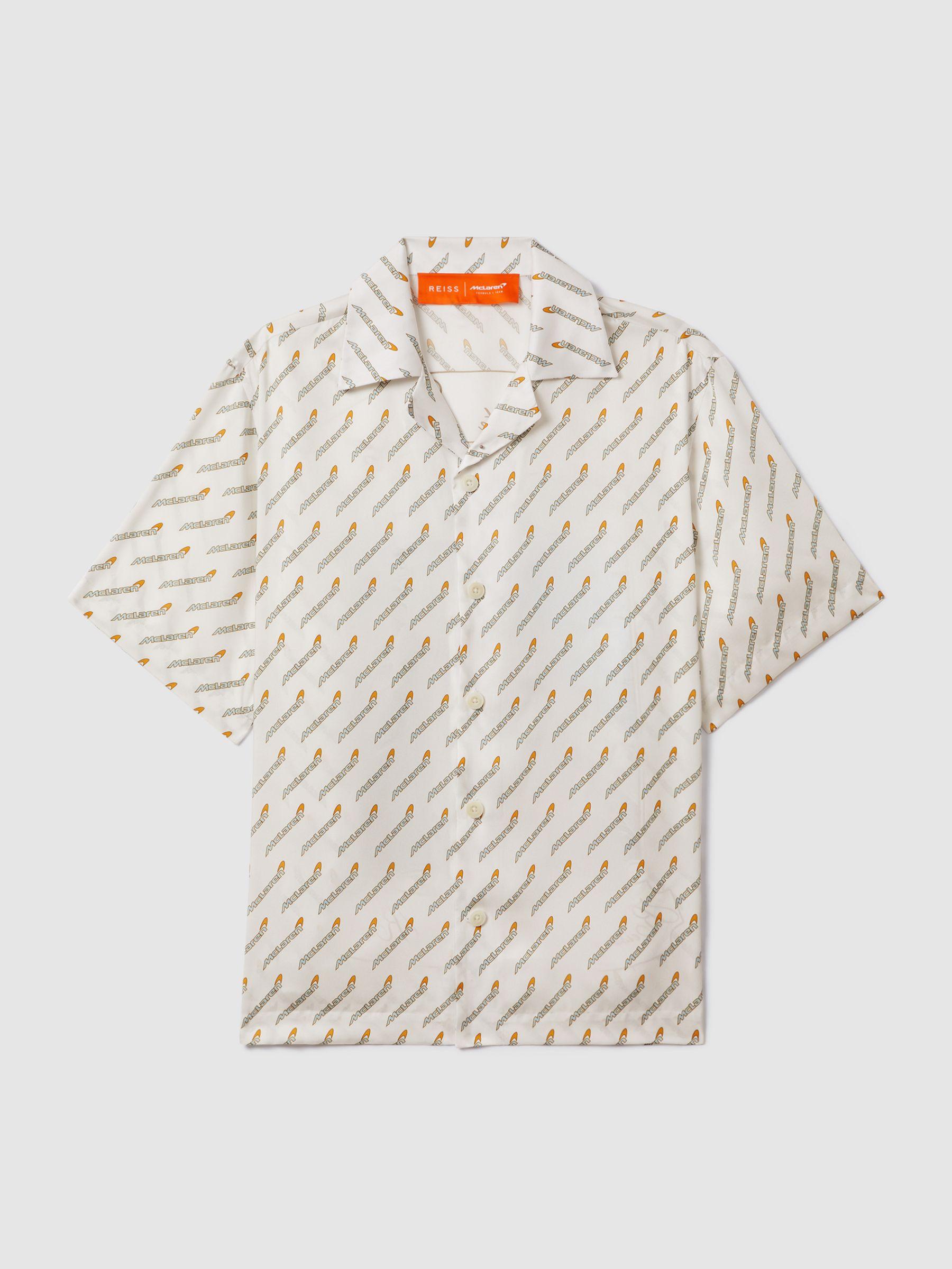 McLaren F1 Monte Carlo Exclusive Cuban Collar Shirt in White Multi Product Image