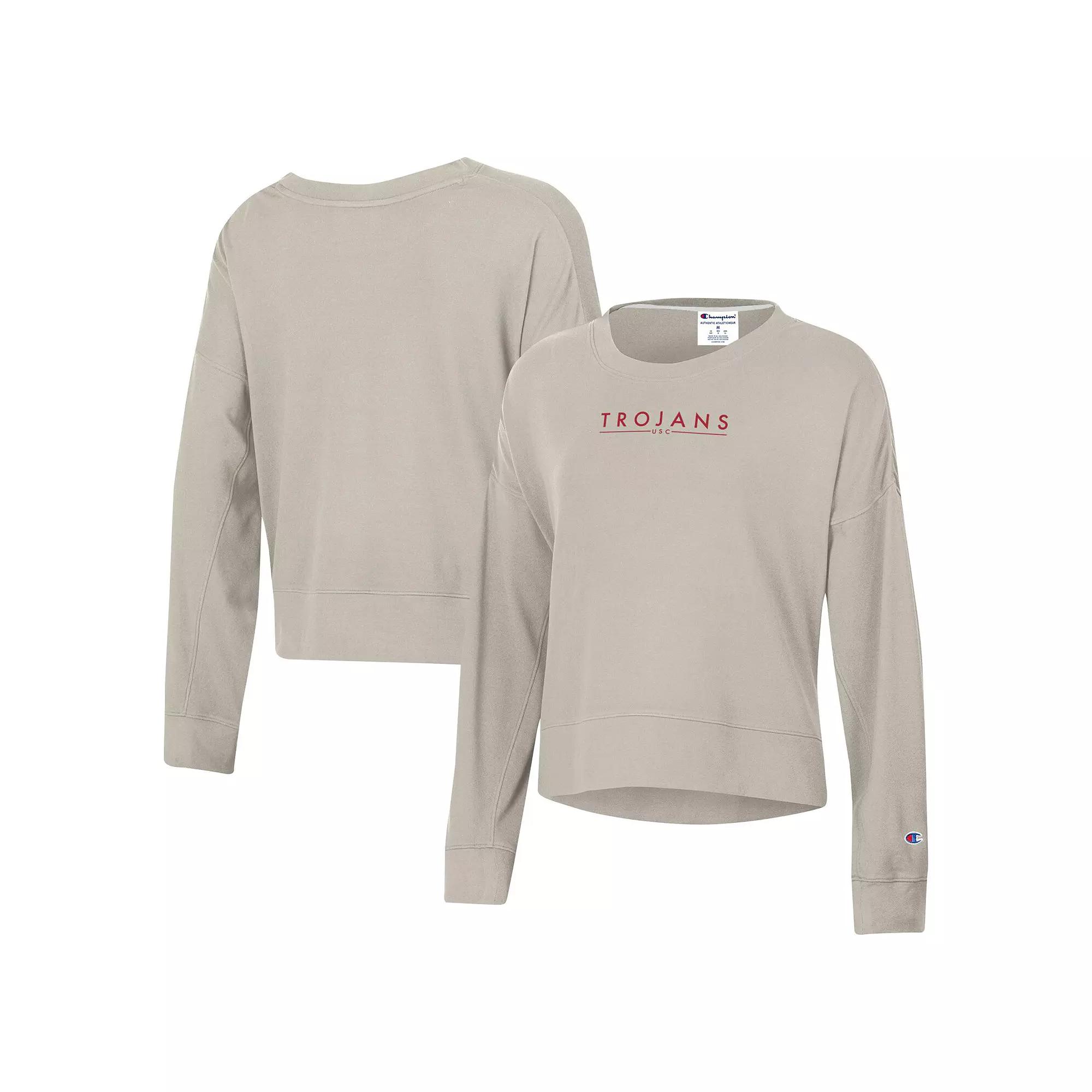 Women's Champion Tan USC Trojans Sueded Pullover Sweatshirt,  Product Image