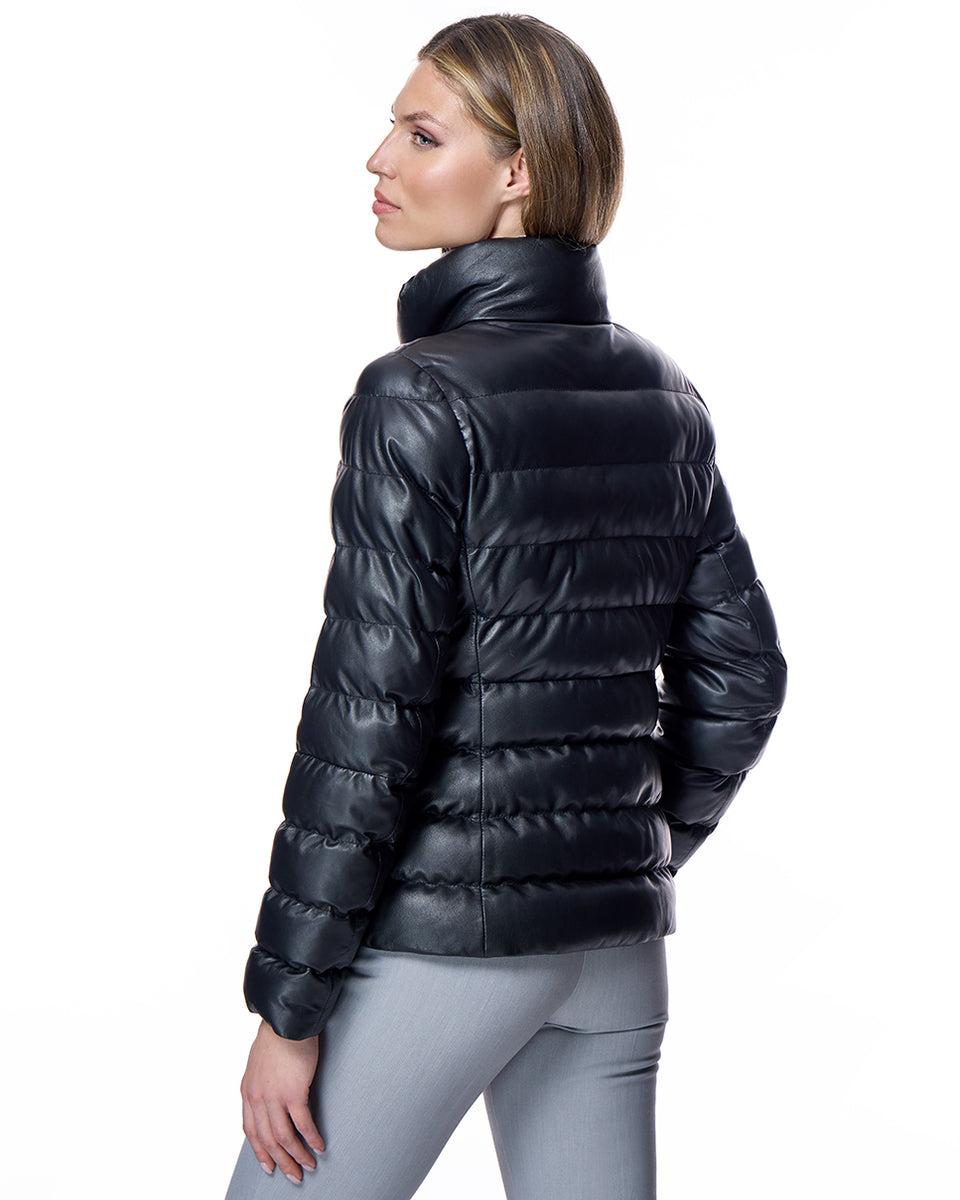 Horizontal Down Filled Leather Jacket Product Image