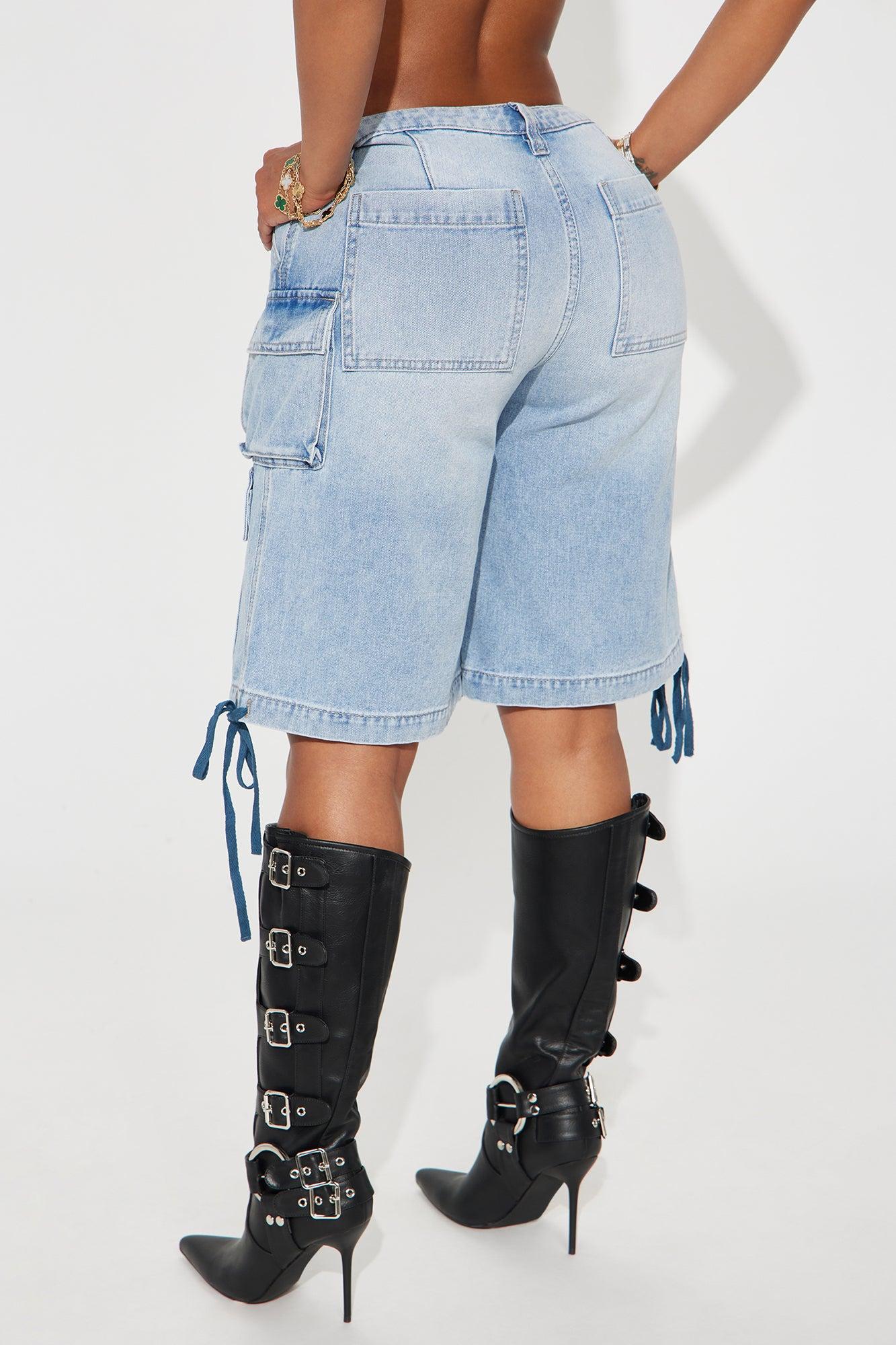 Kent Cargo Denim Shorts - Medium Wash Product Image