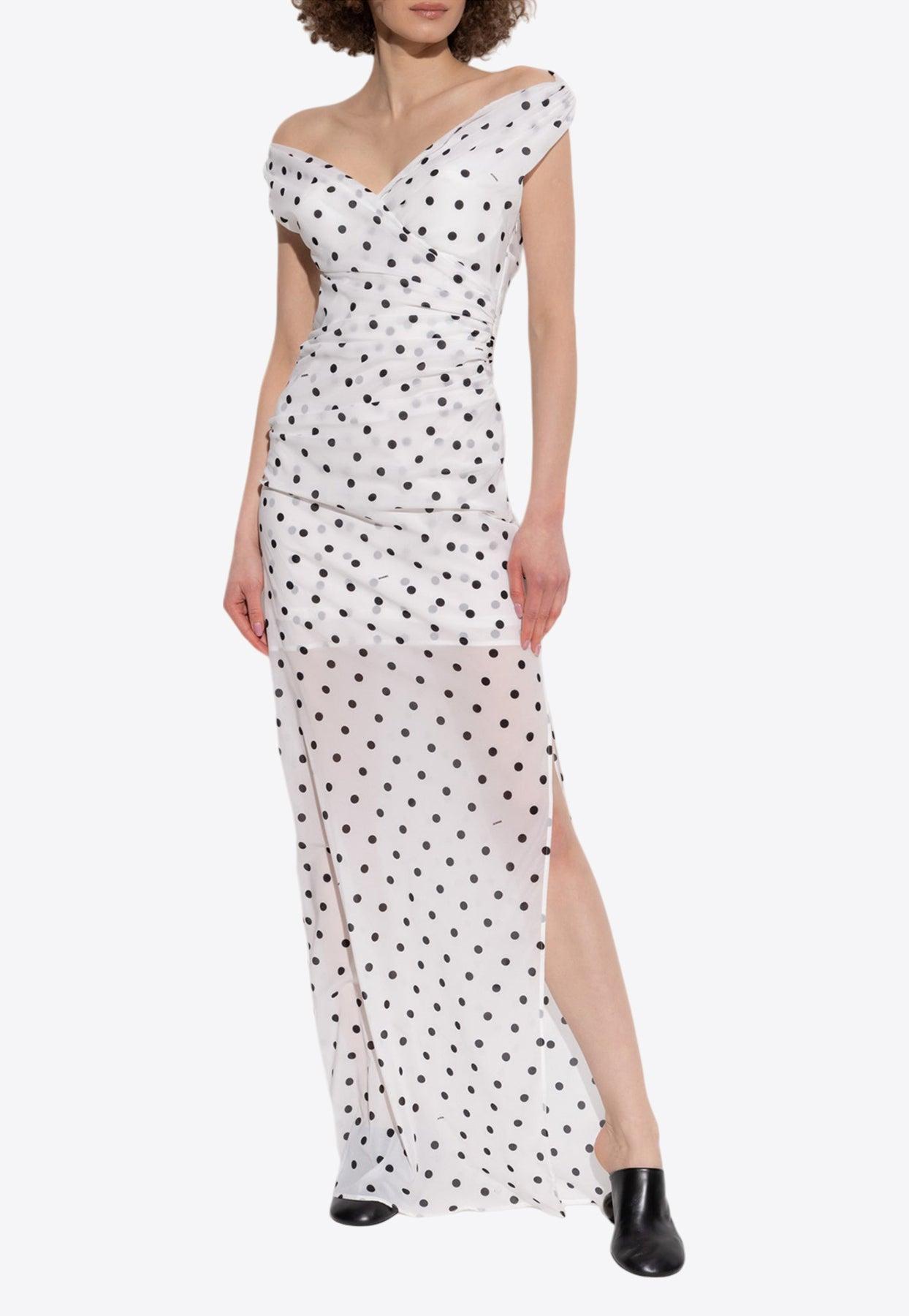 JACQUEMUS Women Rita Pois Long Dress In White Product Image