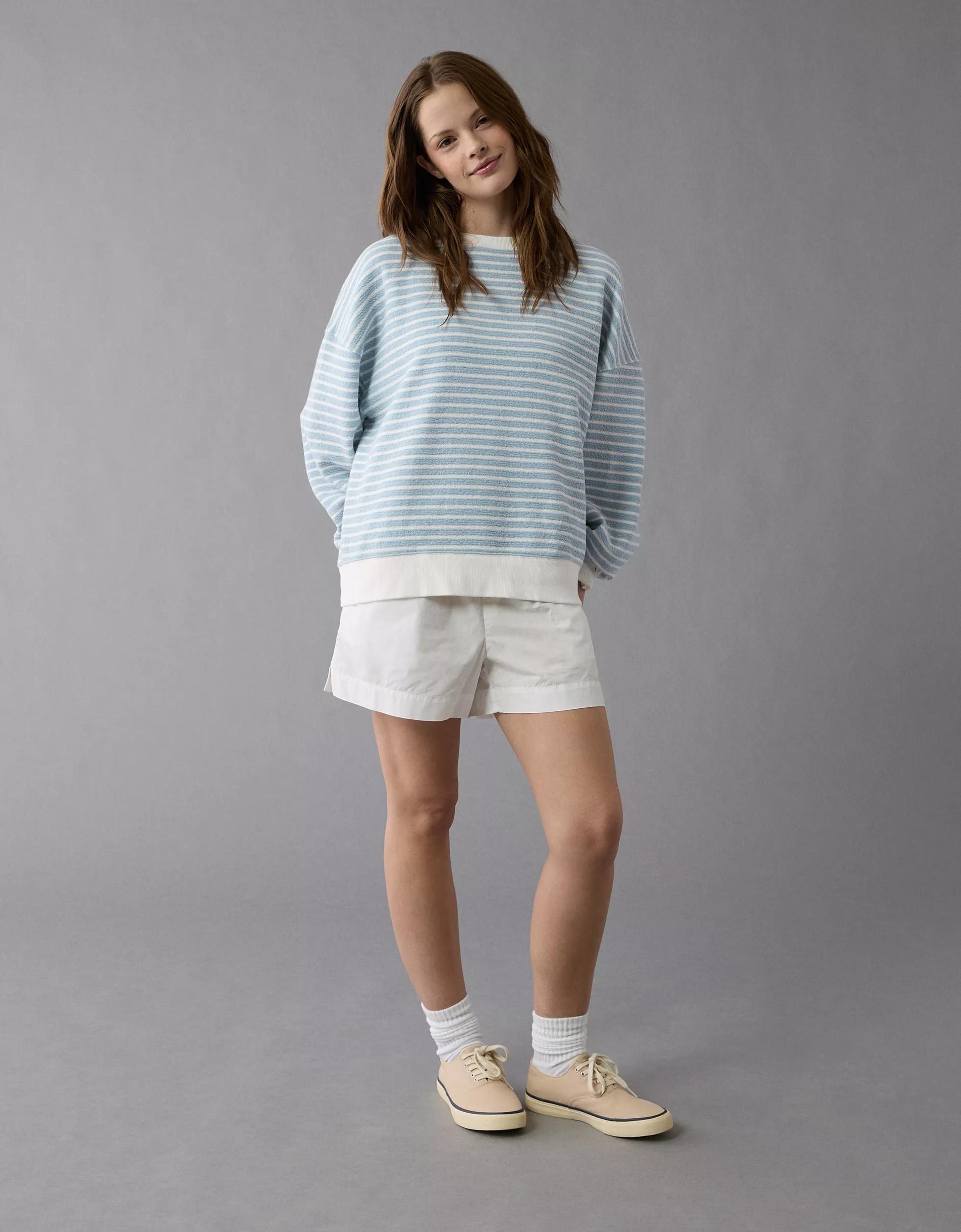 AE Oversized Striped Sweatshirt Product Image