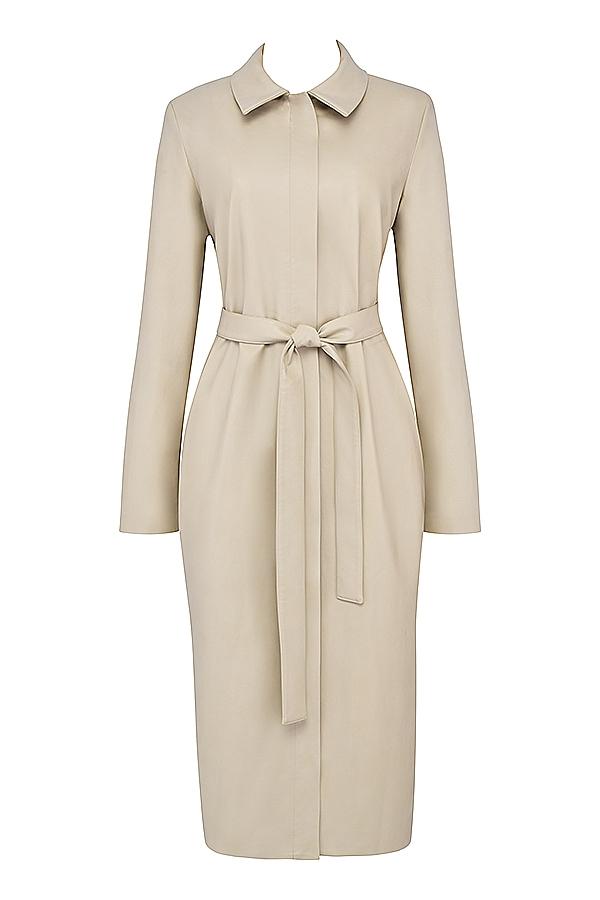 Ariel  beige vegan leather trench coat - sale Product Image