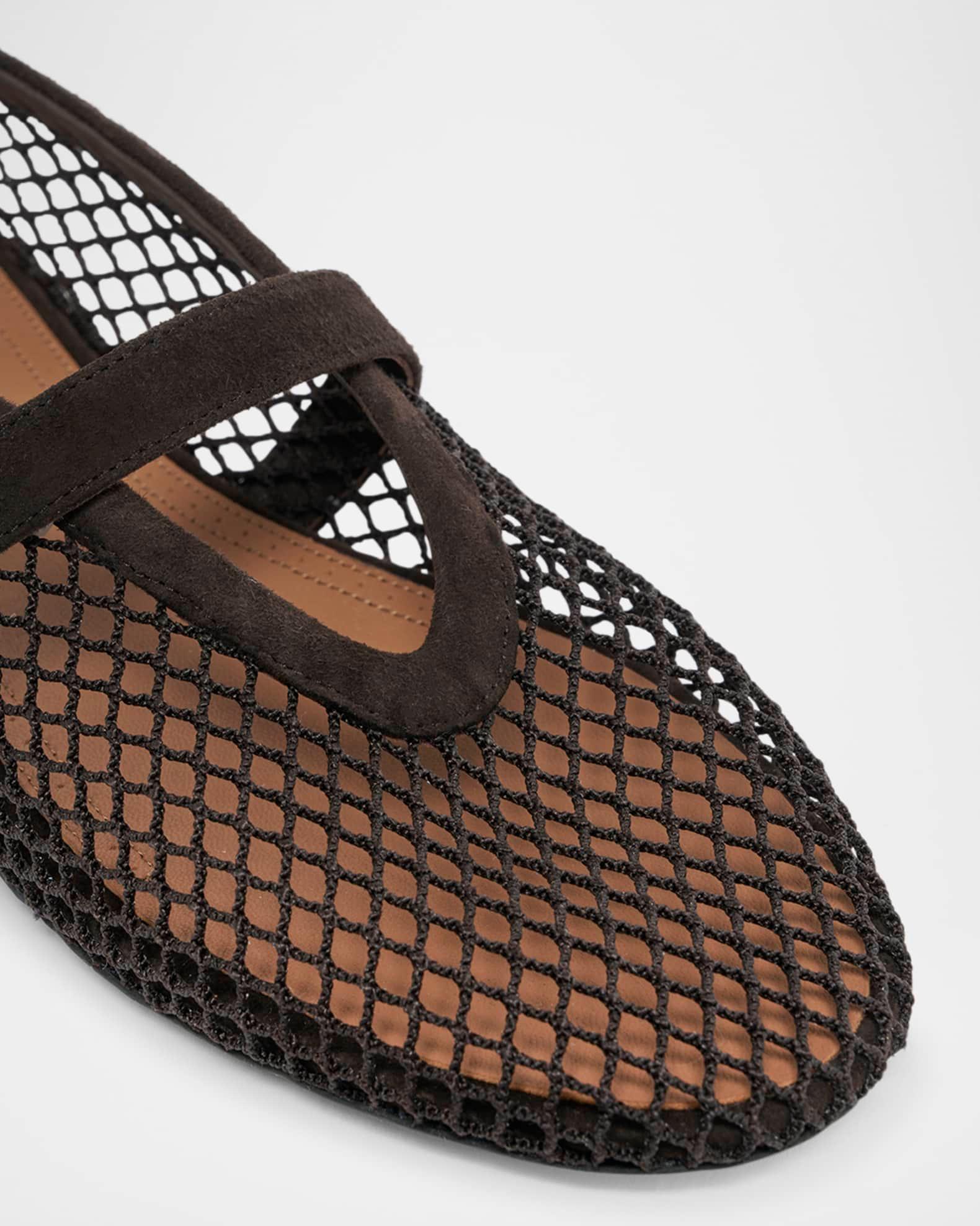 Mesh Mary Jane Suede Ballerina Flats Product Image