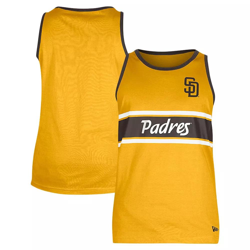 Men's New Era Gold San Diego Padres Jersey Ringer Tank Top, Size: Medium Product Image