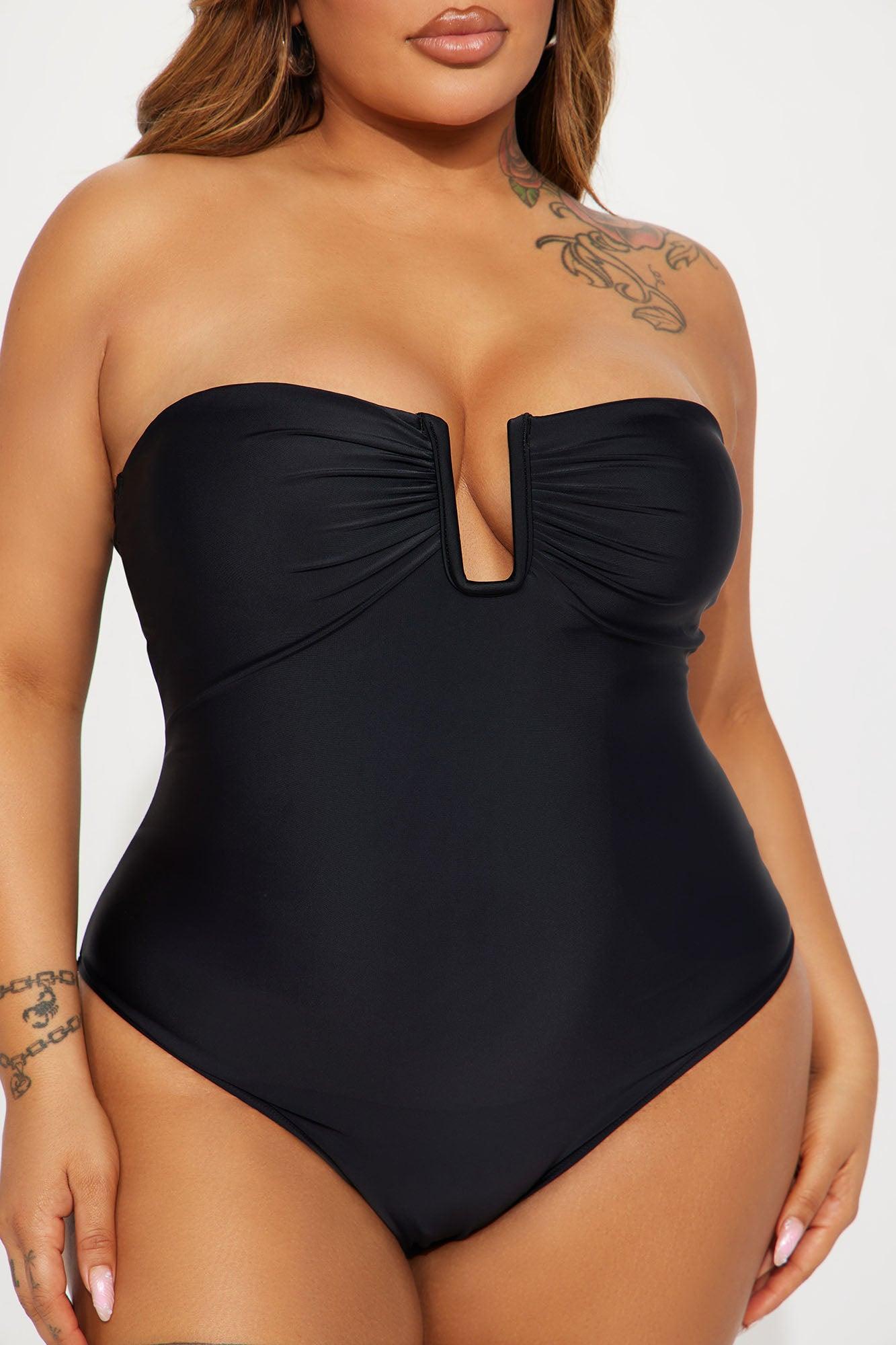 Laila Square Wire 1 Piece Swimsuit - Black Product Image