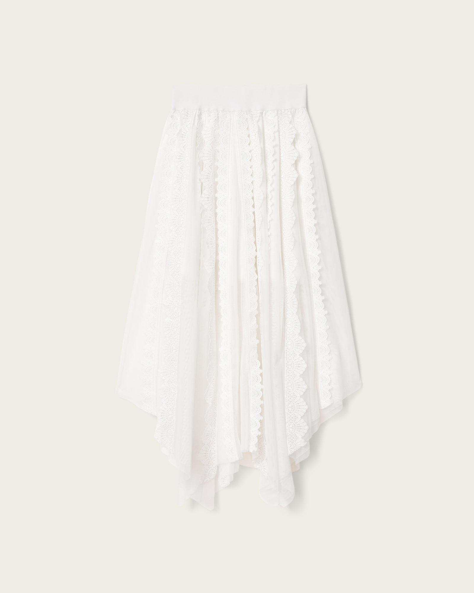 Vashtie Lace Maxi Skirt Optic White | ALLSAINTS US Product Image