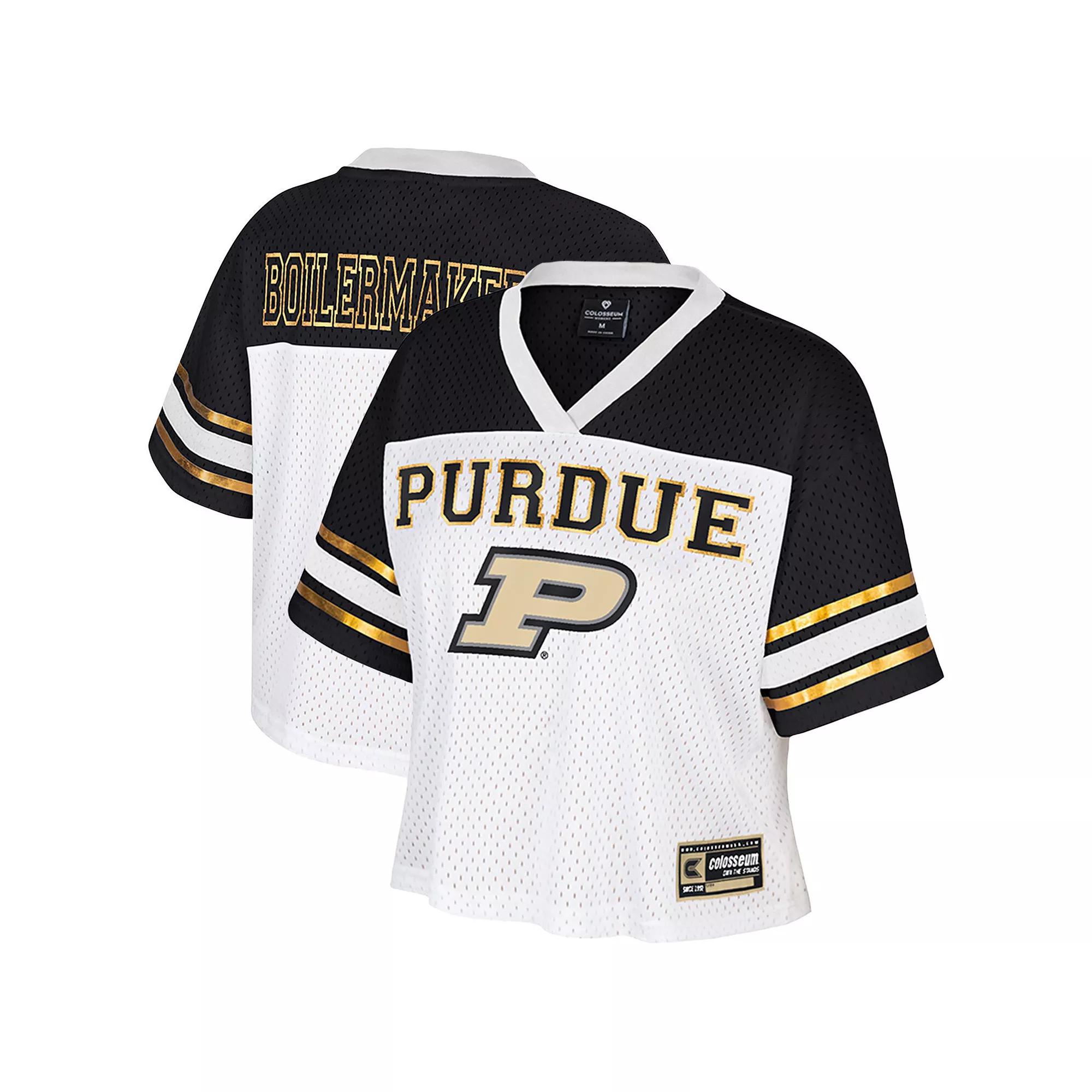 Women's Colosseum  White Purdue Boilermakers Treasure Cropped Football Jersey, Size: XXL Product Image
