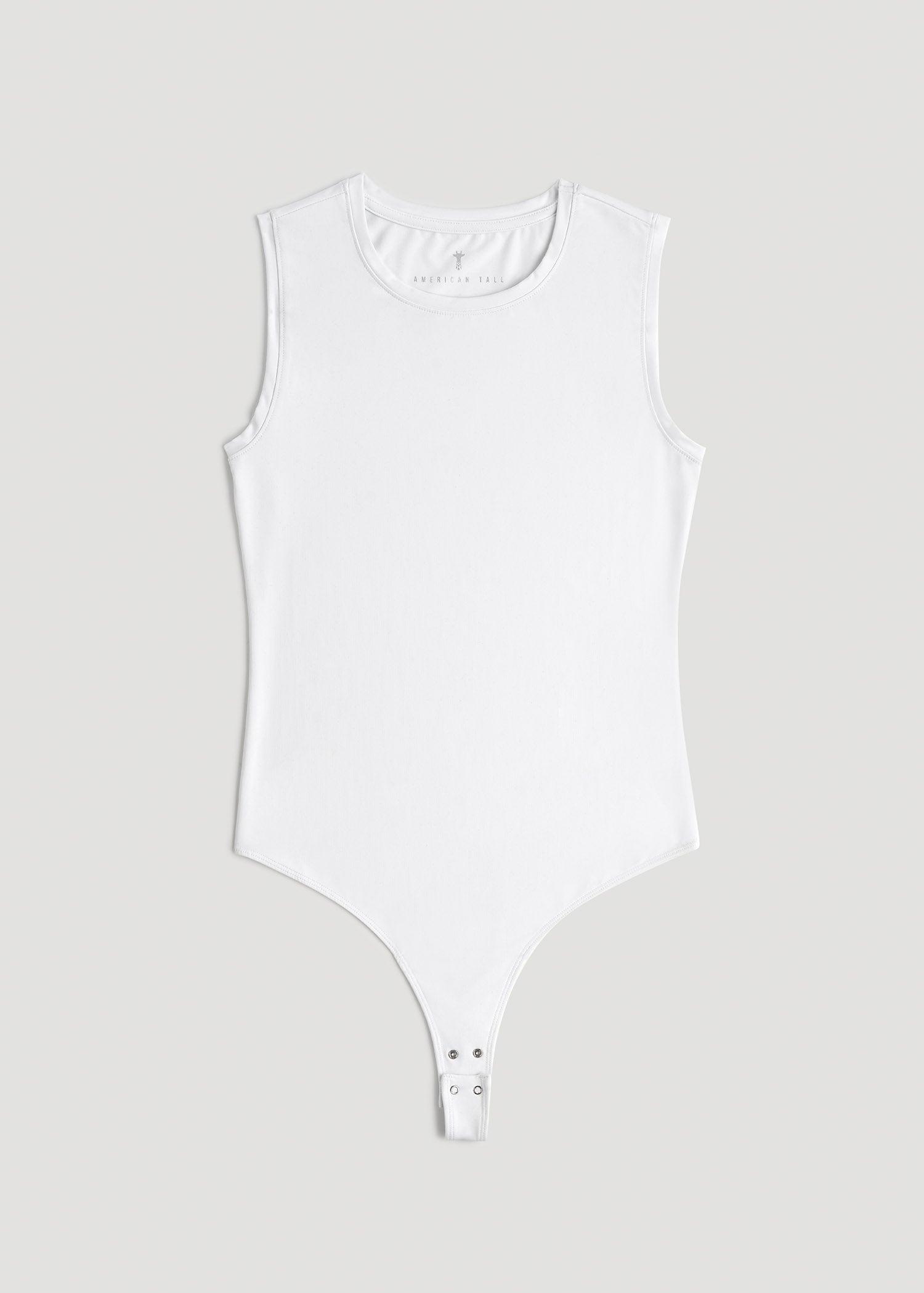 Sleeveless Crewneck Bodysuit for Tall Women in Bright White Female Product Image