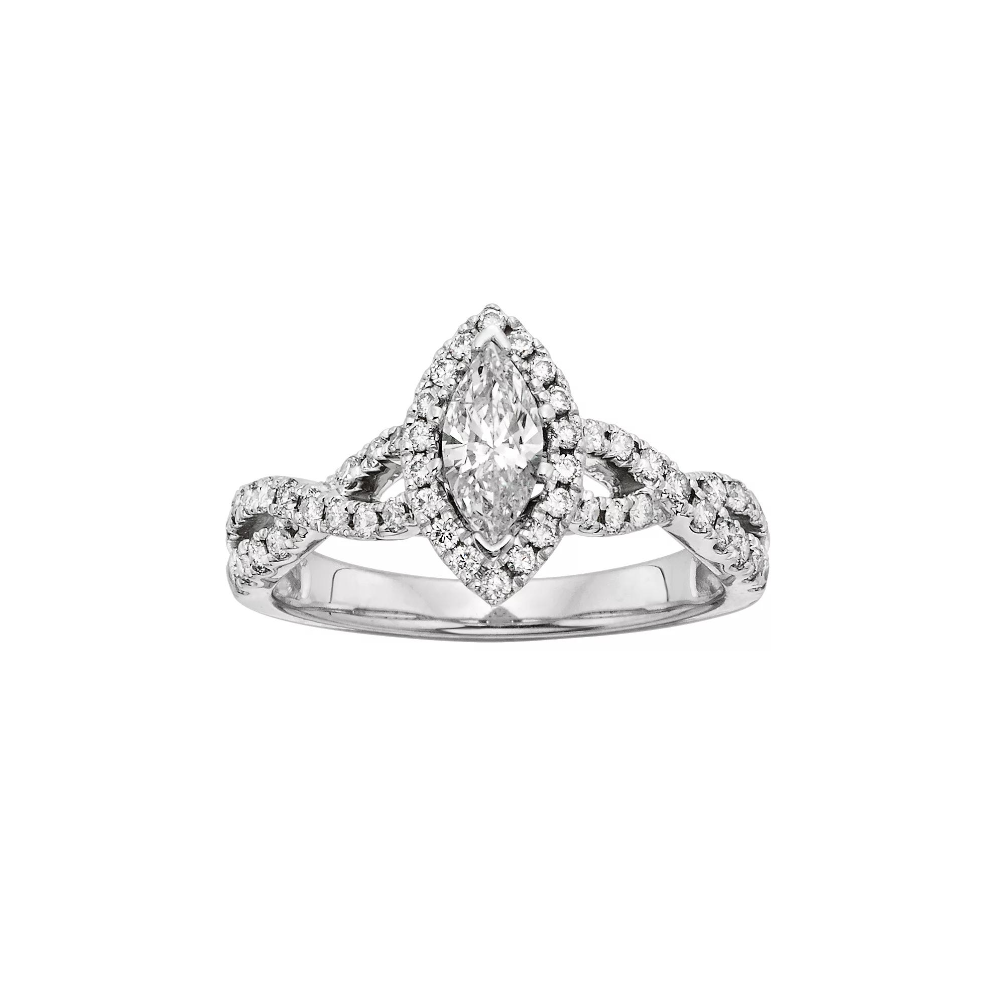 The Regal Collection IGL Certified Diamond Halo Engagement Ring in 14k White Gold (1 ct. T.W.), Women's, Size: 8 Product Image