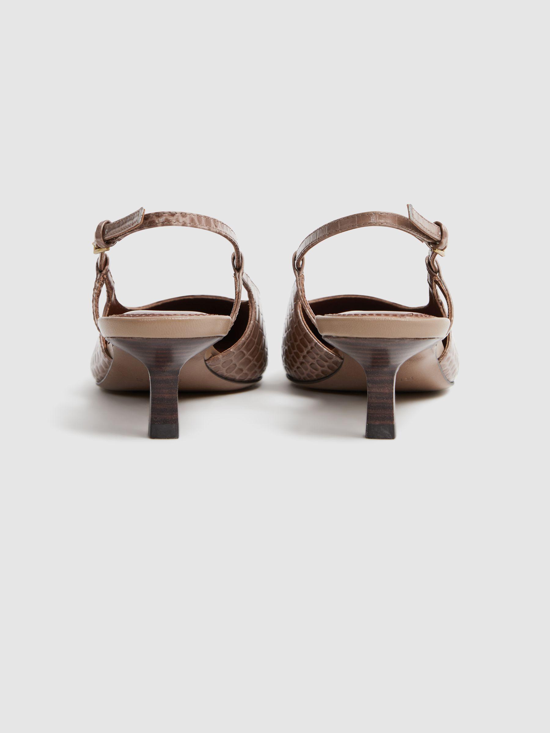 Leather Slingback Heels in Taupe Product Image