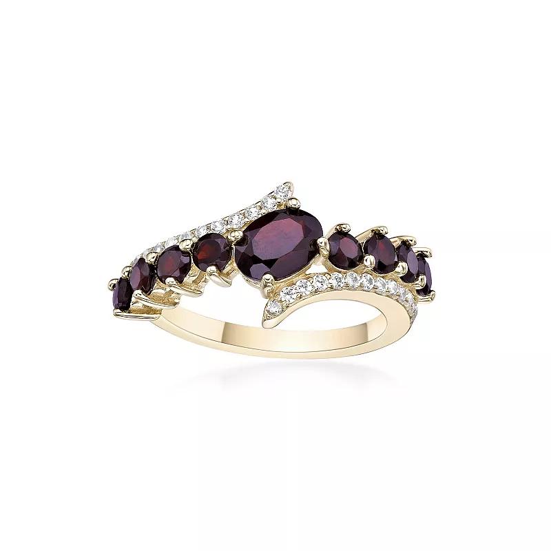 Gemminded 2 Micron Gold Over Silver Garnet & White Topaz Ring, Womens Gold Tone Product Image