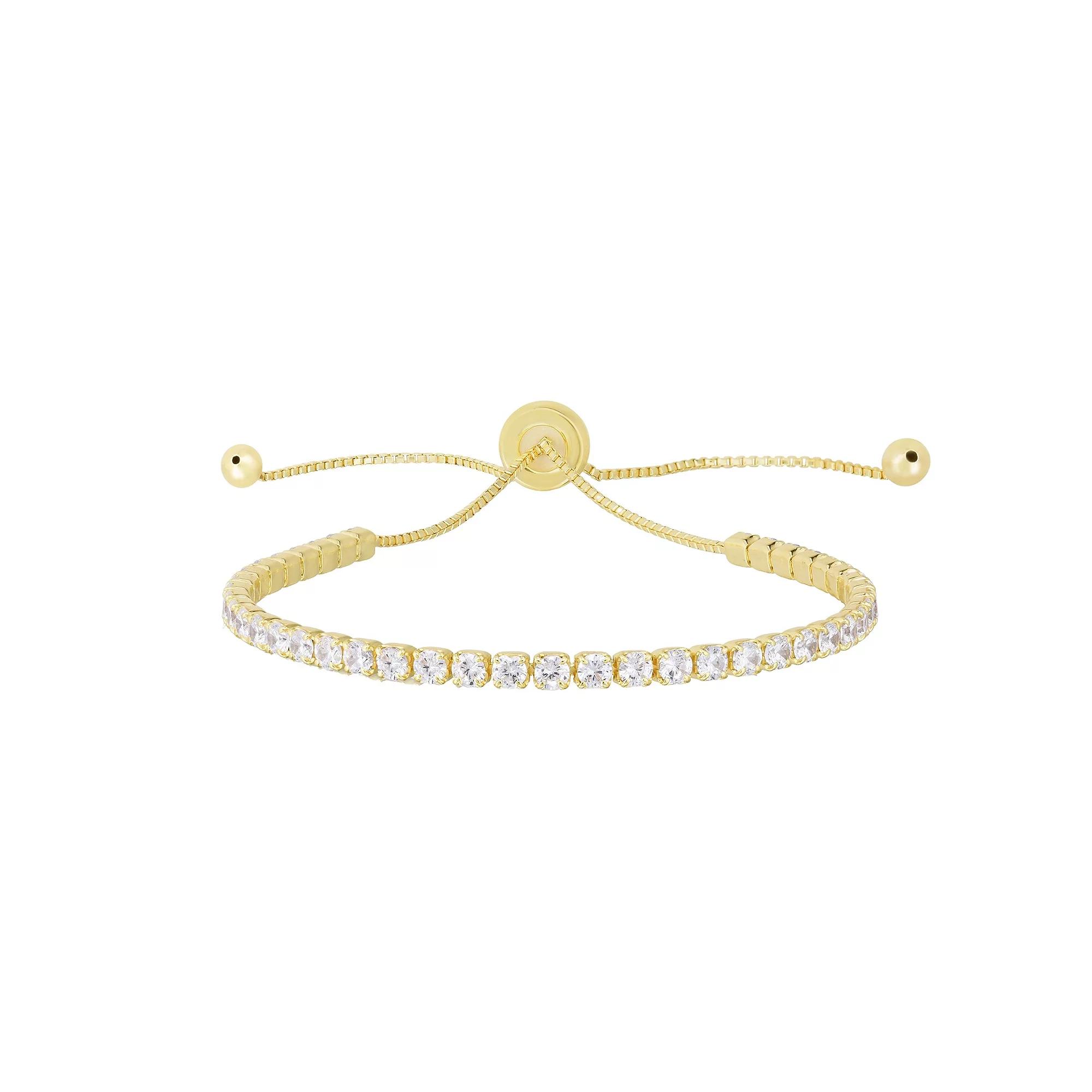 Sunkissed Sterling Cubic Zirconia Adjustable Tennis Bracelet, Women's, Silver Tone Product Image