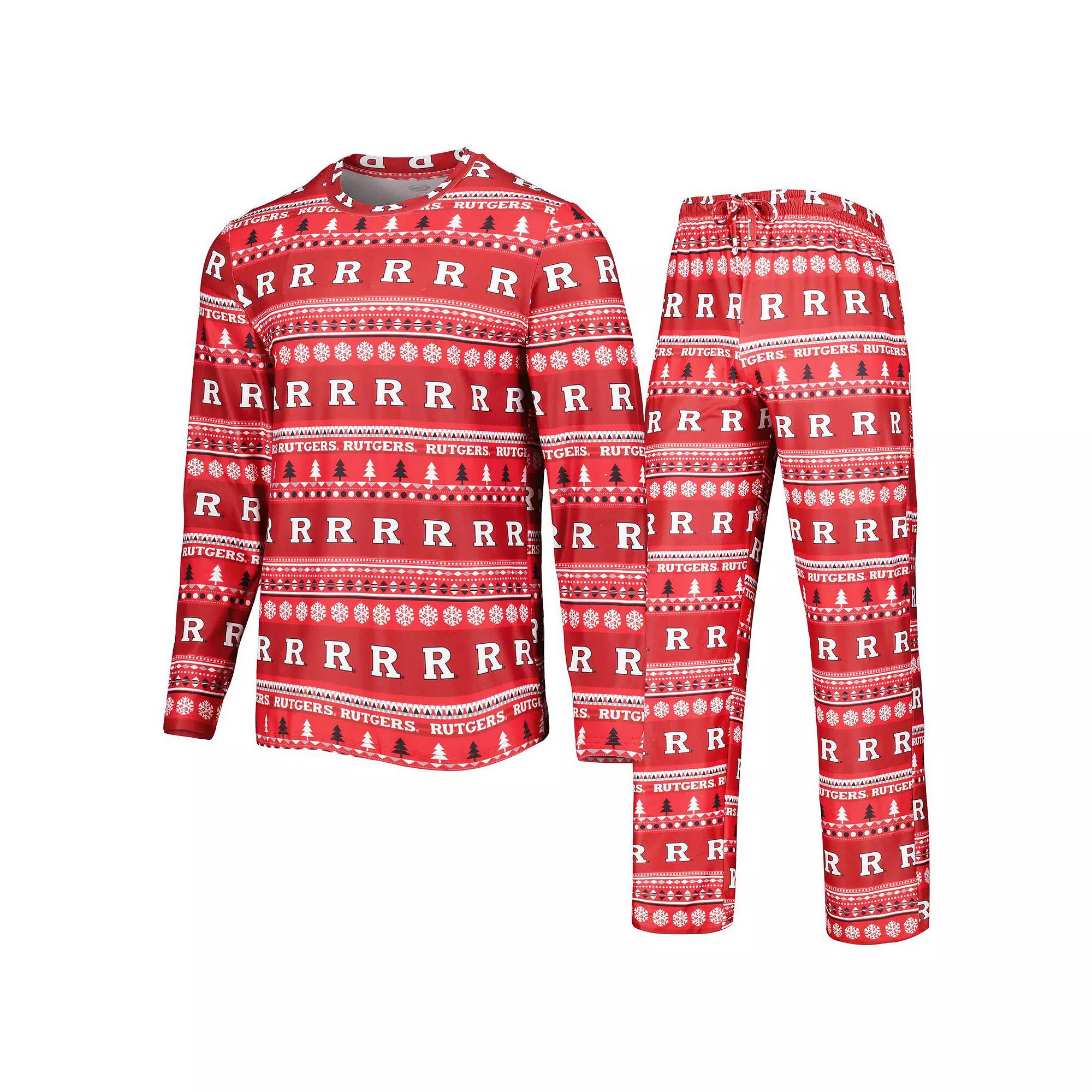 Men's Concepts Sport Scarlet Rutgers Scarlet Knights Swivel Long Sleeve T-Shirt & Pants Sleep Set,  Product Image