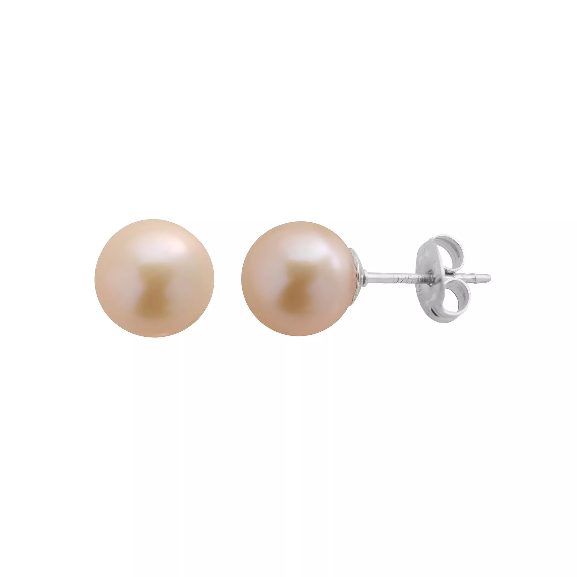 PearLustre by Imperial Dyed Freshwater Cultured Pearl Sterling Silver Stud Earrings, Women's, Pink Product Image