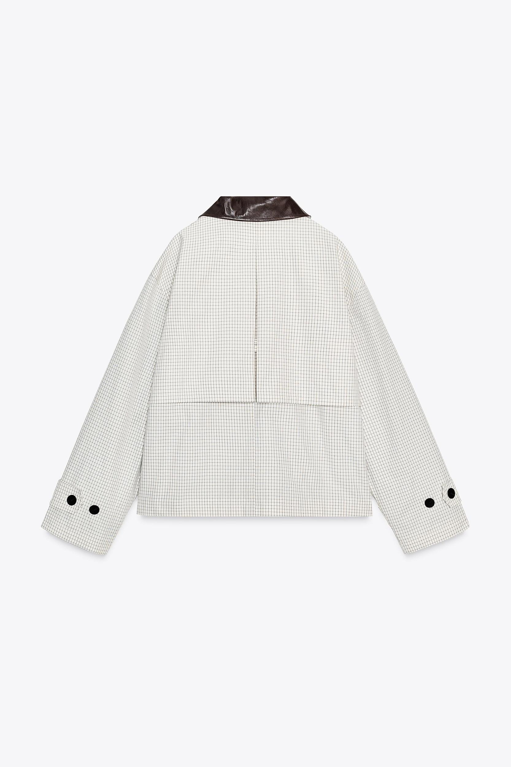 LEATHER COLLAR SHORT TRENCH COAT ZW COLLECTION Product Image