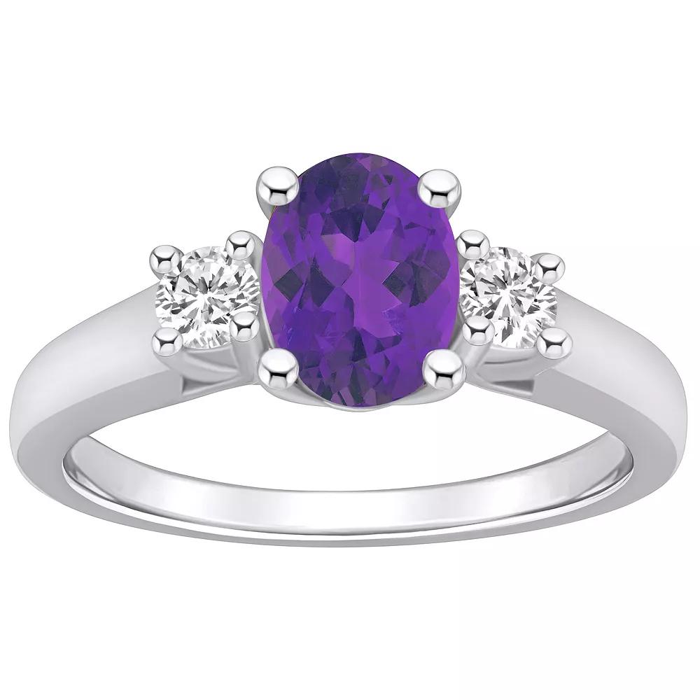 Alyson Layne 14k White Gold Oval Cut Amethyst & 1/4 Carat T.W. Diamond Ring, Women's, Size: 9, Purple Product Image