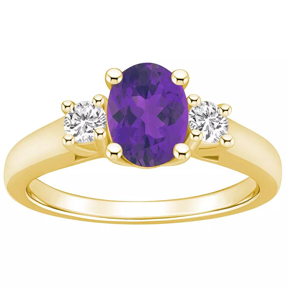 Alyson Layne 14k White Gold Oval Cut Amethyst & 1/4 Carat T.W. Diamond Ring, Women's, Size: 9, Purple Product Image