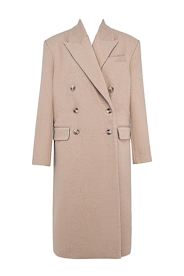 Carter  oatmeal double breasted coat Product Image