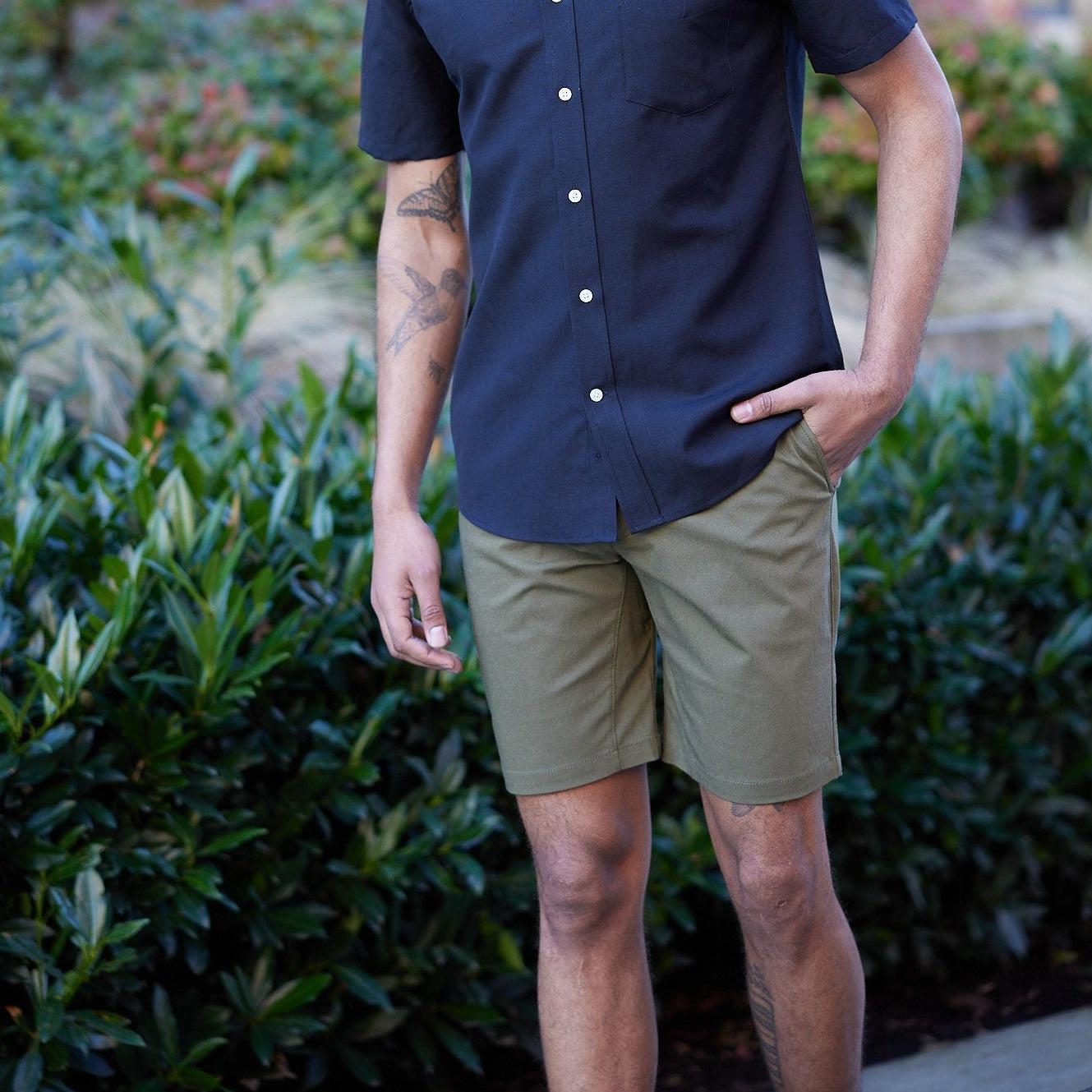 Merino Wool Stretch Tech Shorts | Olive Product Image