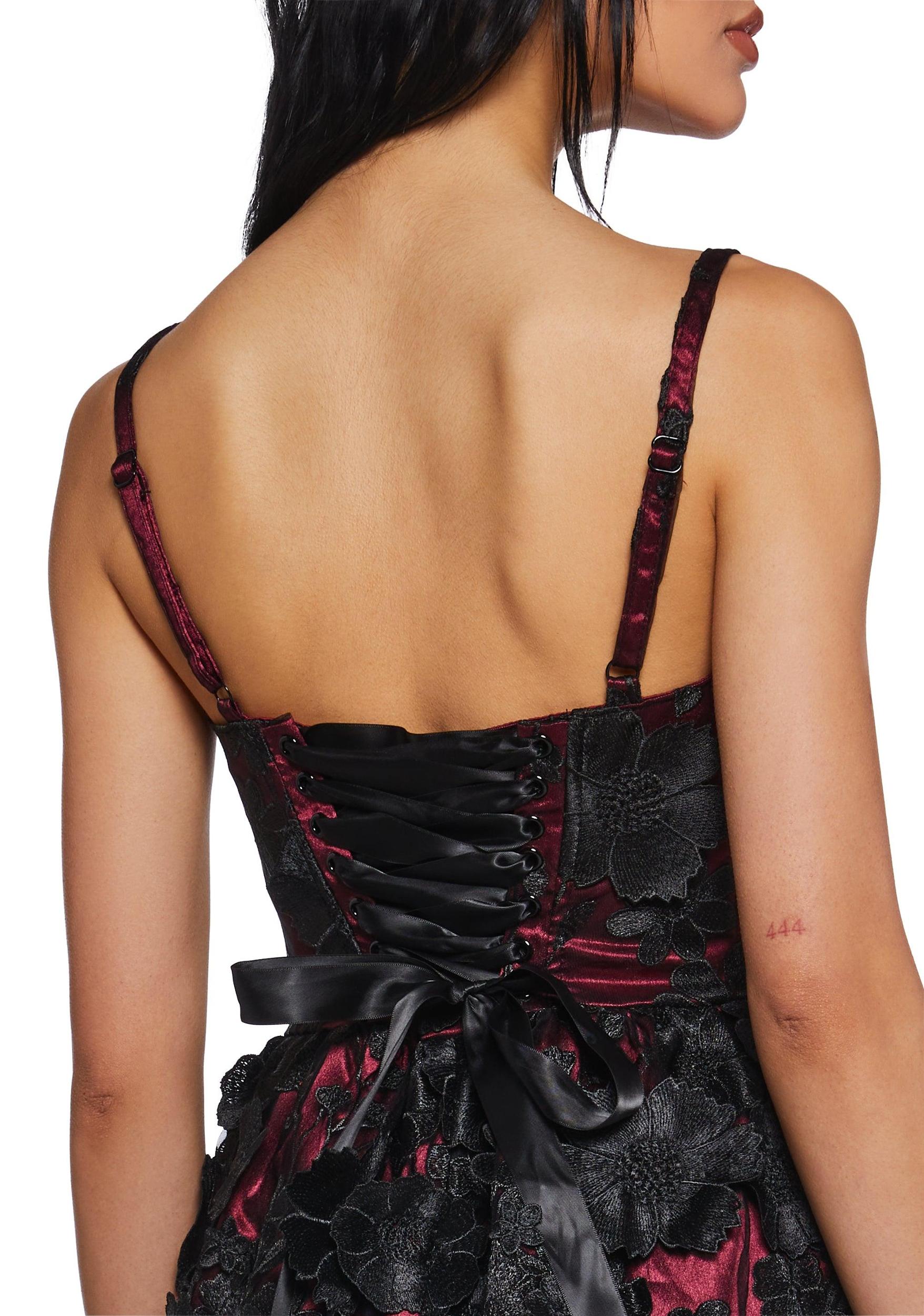 Satin Mesh 3D Floral Corset Dress Sugar Thrillz - Multi Product Image