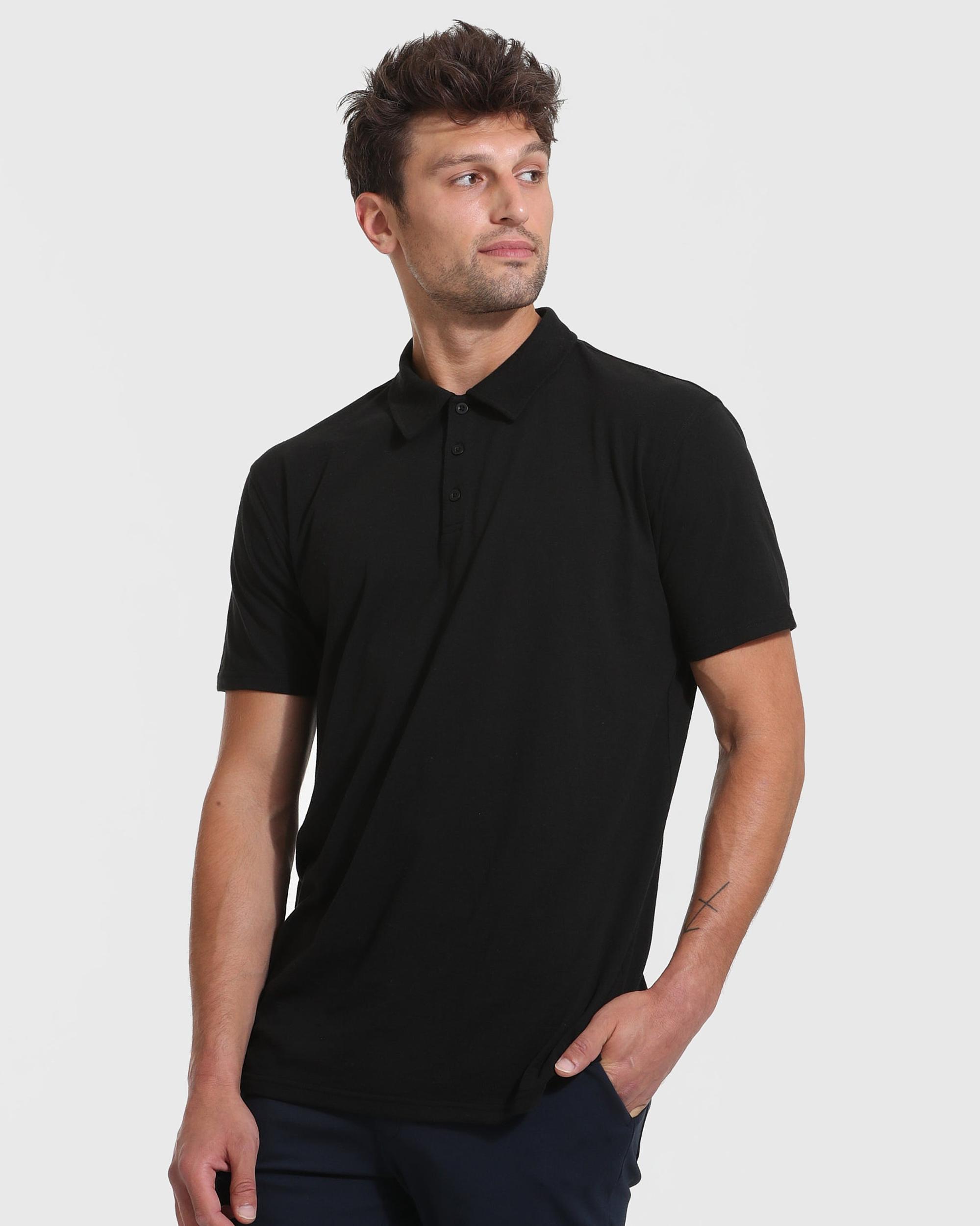 Black Short Sleeve Tall Polo Product Image