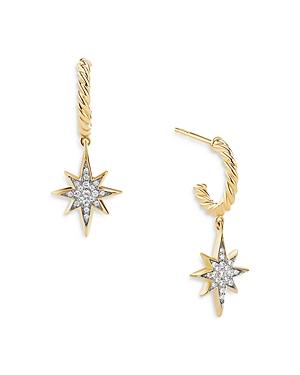 David Yurman Cable Collectibles North Star Drop Earrings in 18K Yellow Gold with Pave Diamonds Product Image