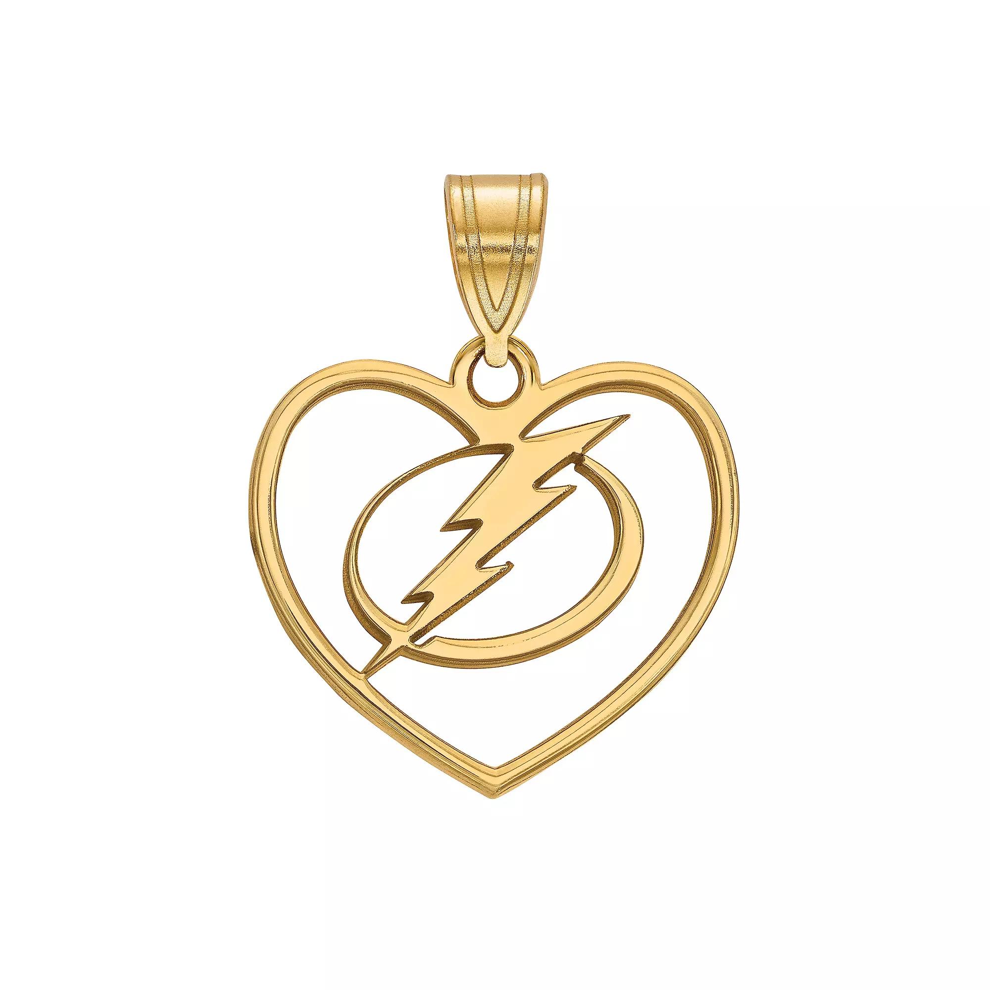 LogoArt Sterling Silver Tampa Bay Lightning Heart Pendant, Women's, Gold Over Sterling Product Image