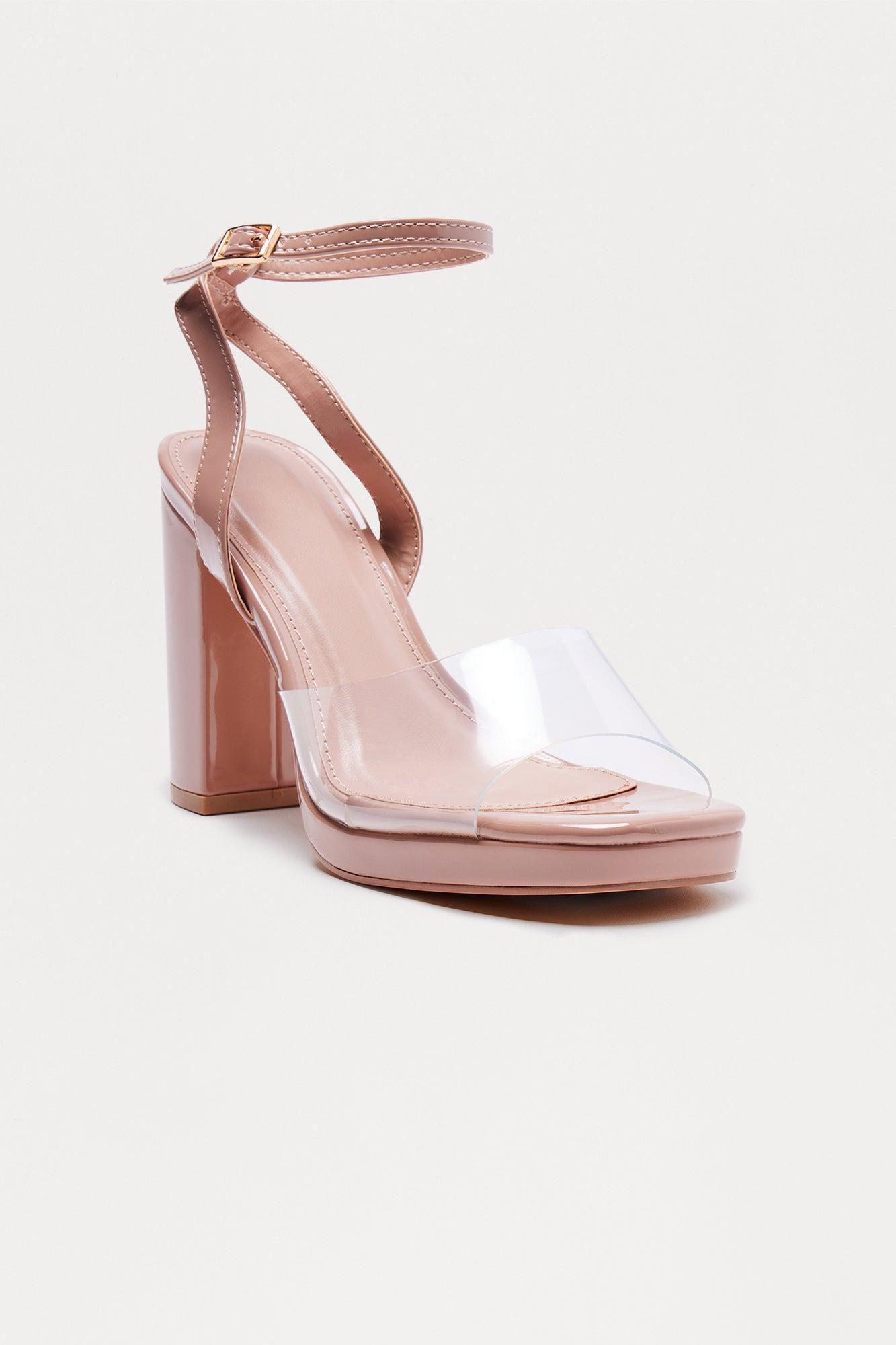 Lunna Square Toe Block Heels - Clear Female Product Image