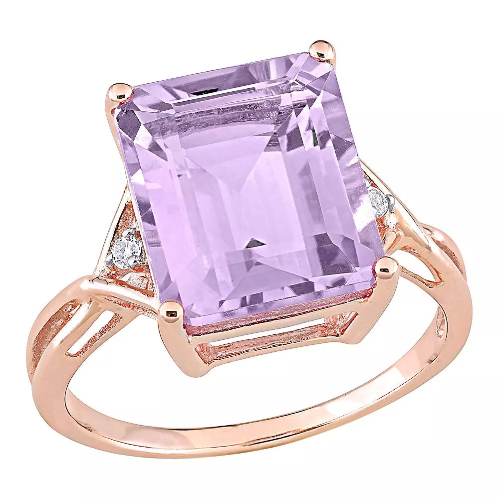Stella Grace 18k Rose Gold Over Silver Rose de France Amethyst & White Topaz Cocktail Ring, Women's,  Product Image