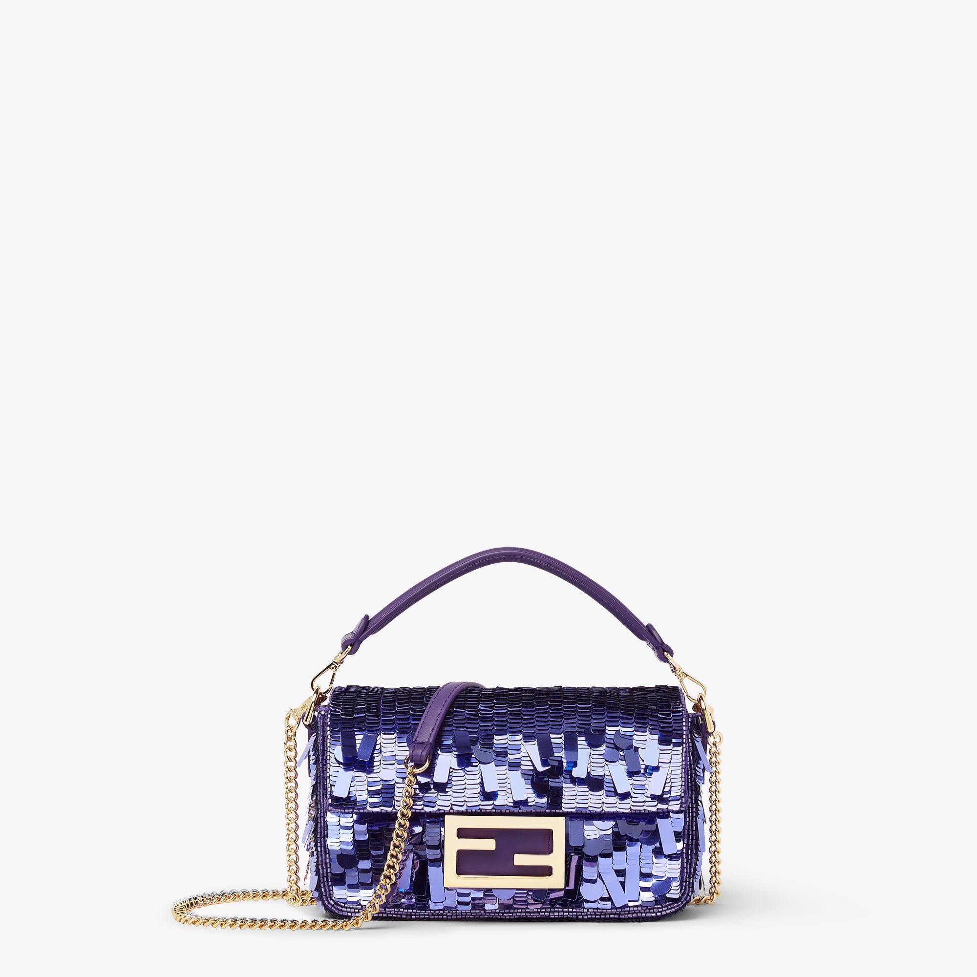 Baguette MiniBag embroidered with purple sequins Product Image