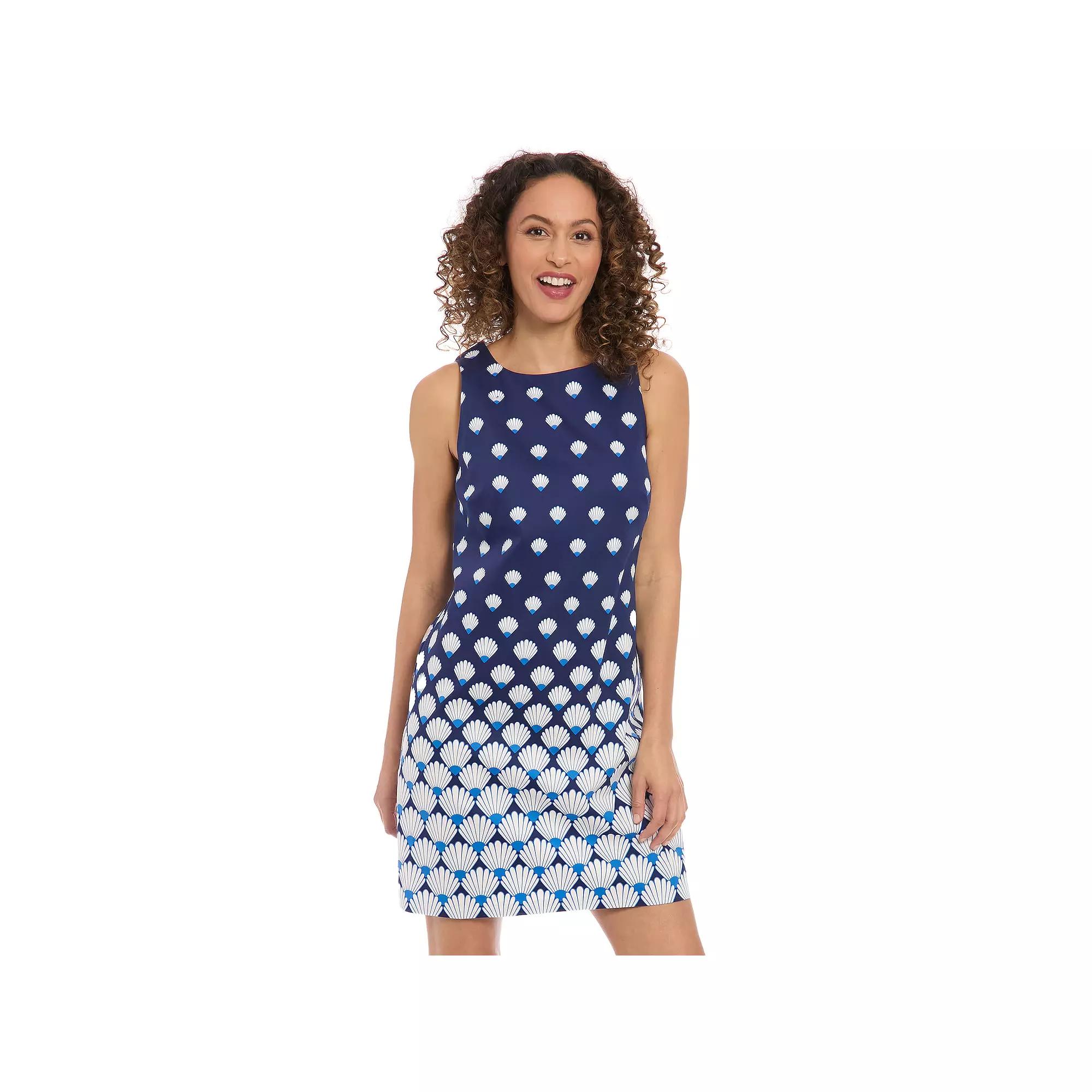 Petite London Times Sleeveless Sateen Shift Mini Dress, Women's, Size: 10 Petite, Navy White Product Image