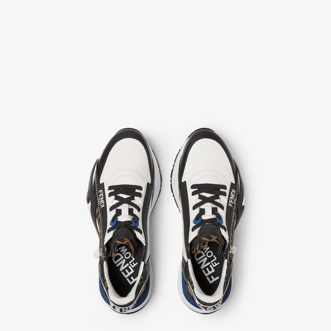 Fendi Flow SneakersBlack leather and brown FF jacquard running shoes Product Image