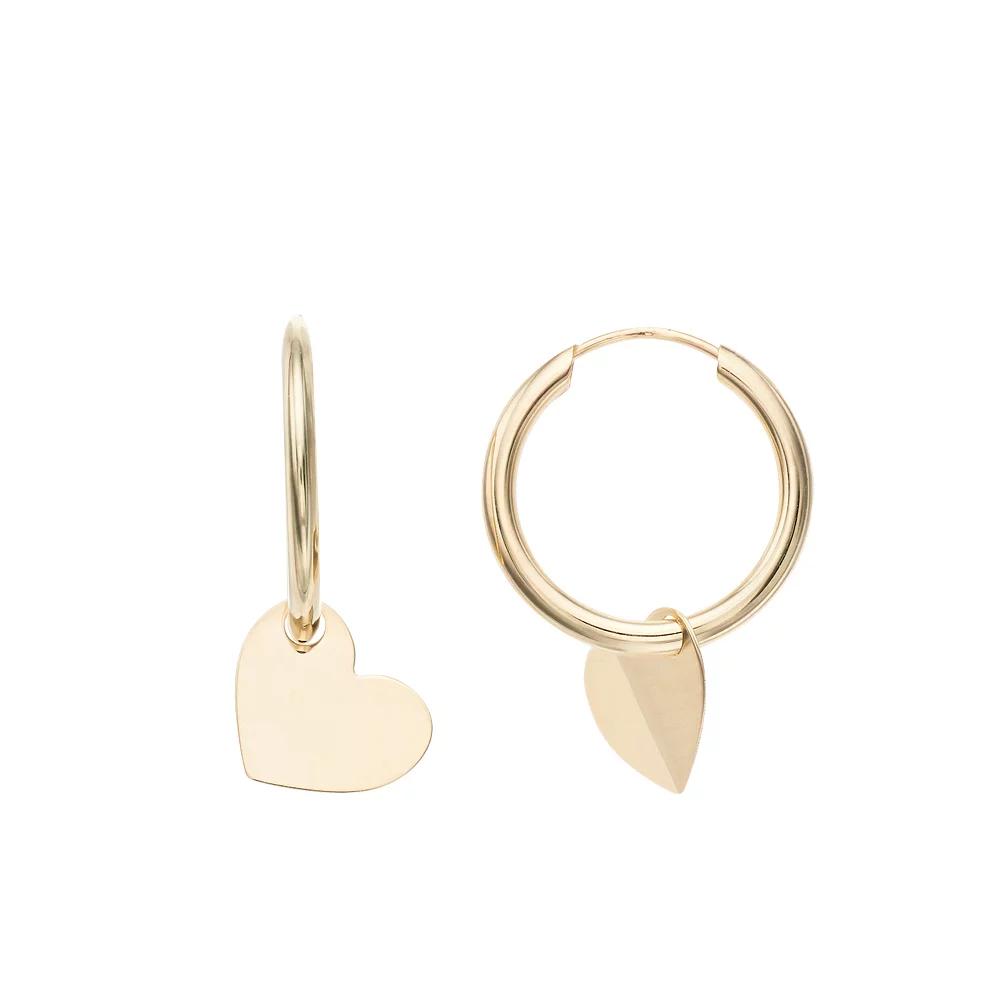 14k Gold Endless Hoop Heart Earrings, Women's Product Image