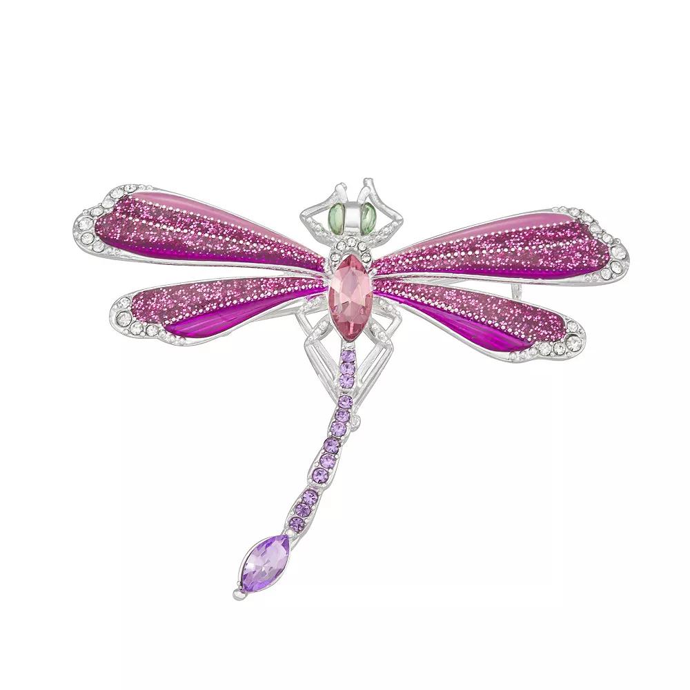 Napier Silver Tone Dragonfly Pin, Women's, Pink Product Image