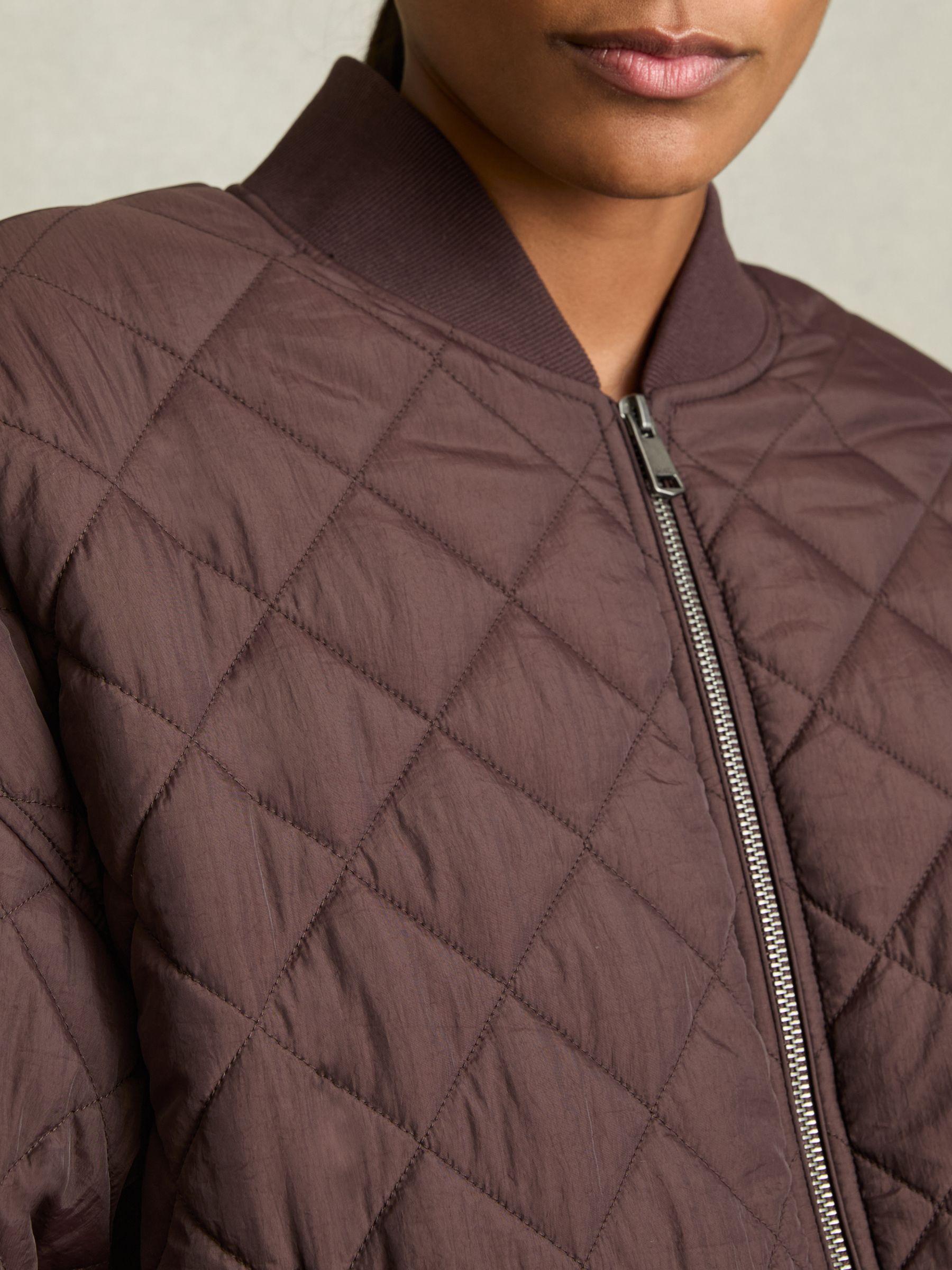 Quilted Printed Bomber Jacket in Burgundy Product Image