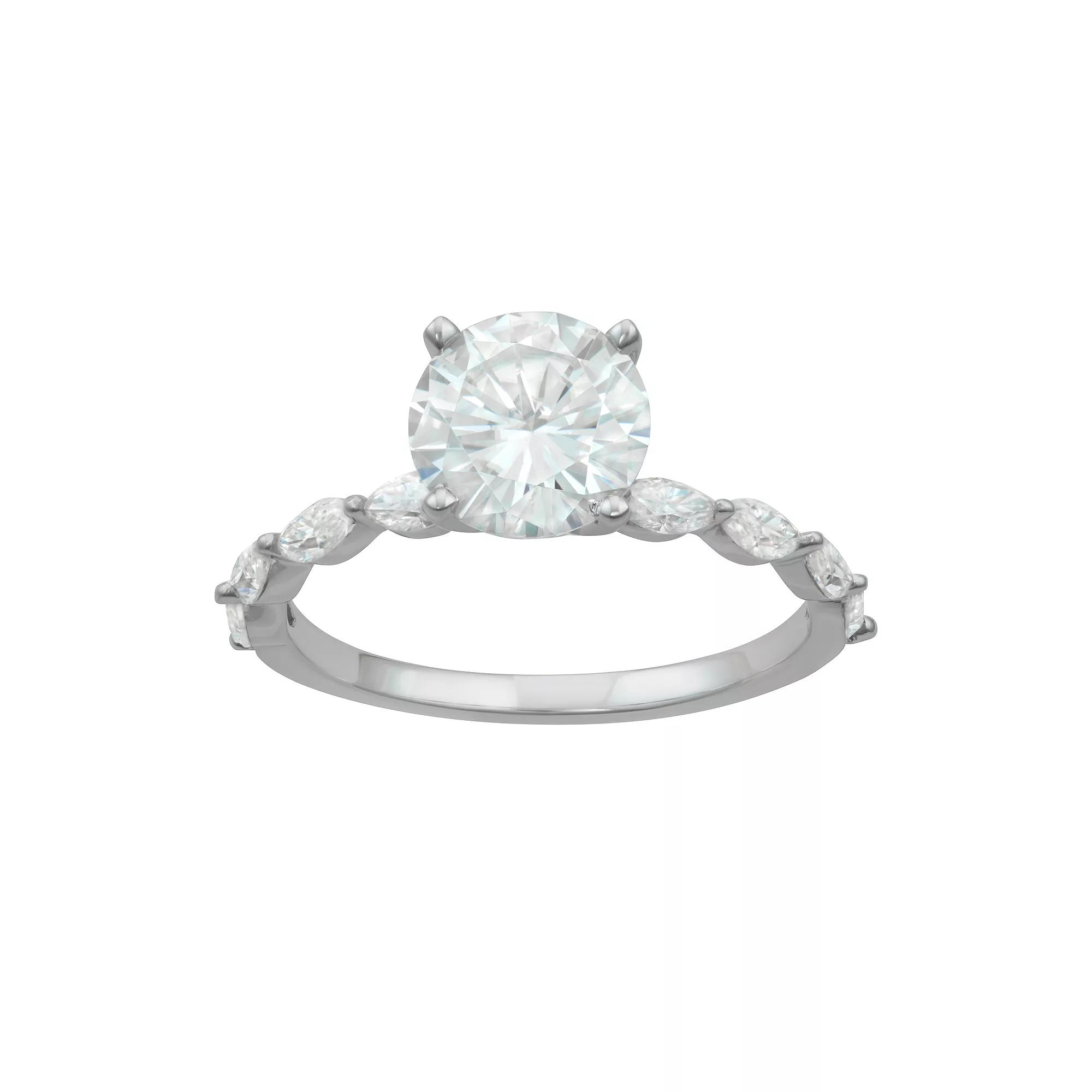 Charles & Colvard 14k White Gold 2 3/8 Carat T.W. Lab-Created Moissanite Engagement Ring, Women's, Size: 9, 14k Whgold Product Image