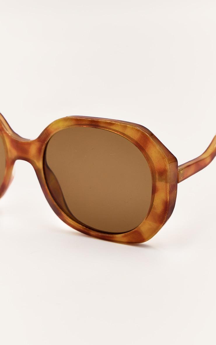 Honey Tortoiseshell Oversized Angled Sunglasses Product Image