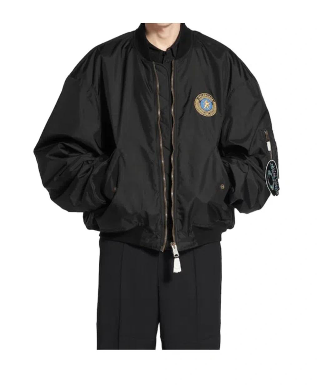 BALENCIAGA Nylon Uniform Merch Large Fit Bomber In Black Product Image