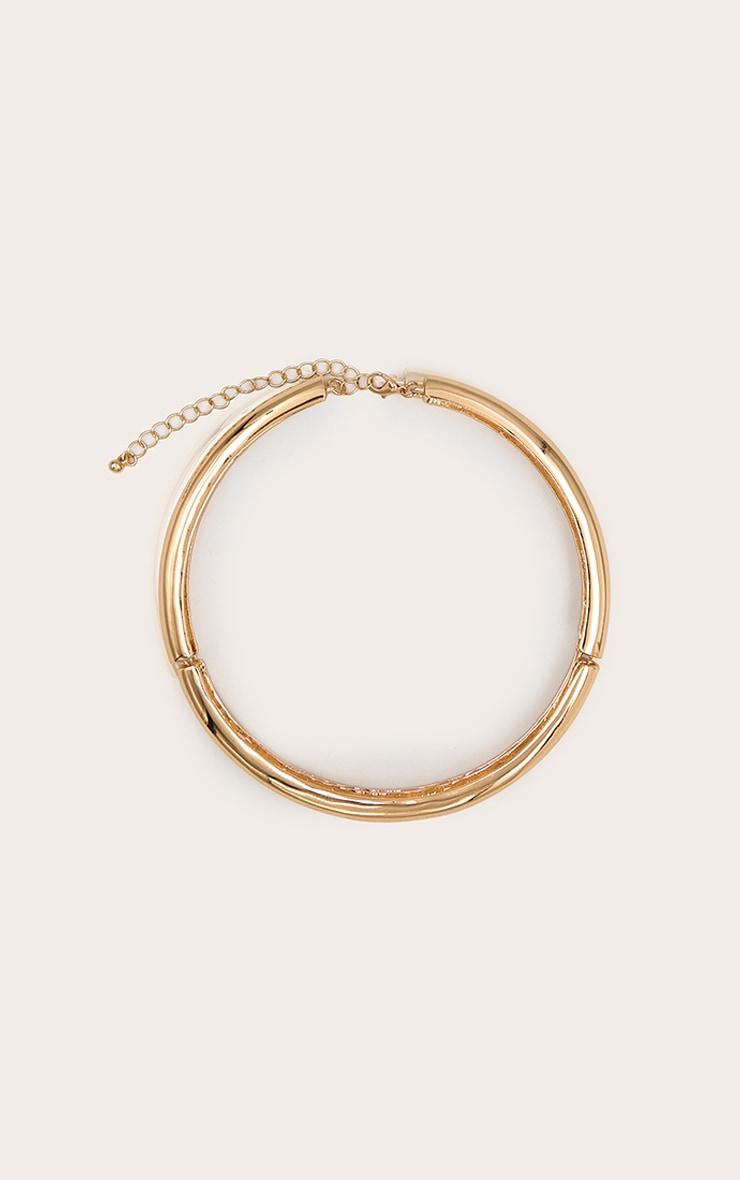 Gold Smooth Twisted Metal Statement Necklace Product Image