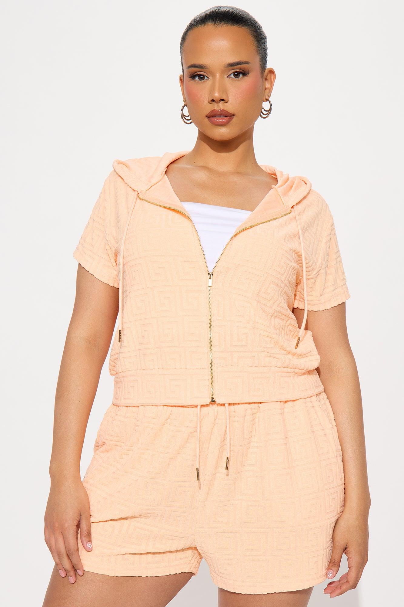 Elyna Terry Cloth Short Set - Peach Product Image