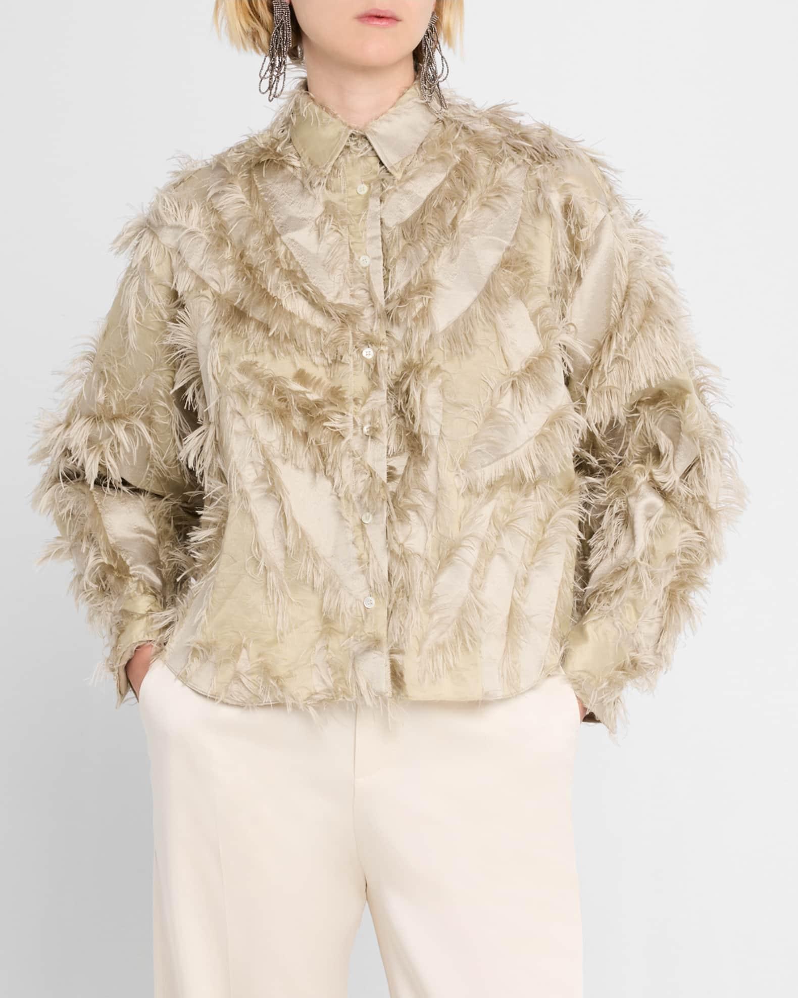 Fringed Fil Coupe Jacquard Bomber Jacket Product Image