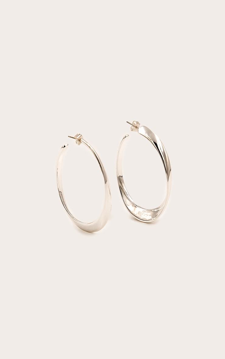 Silver Smooth Cuffed Hoop Earrings Product Image