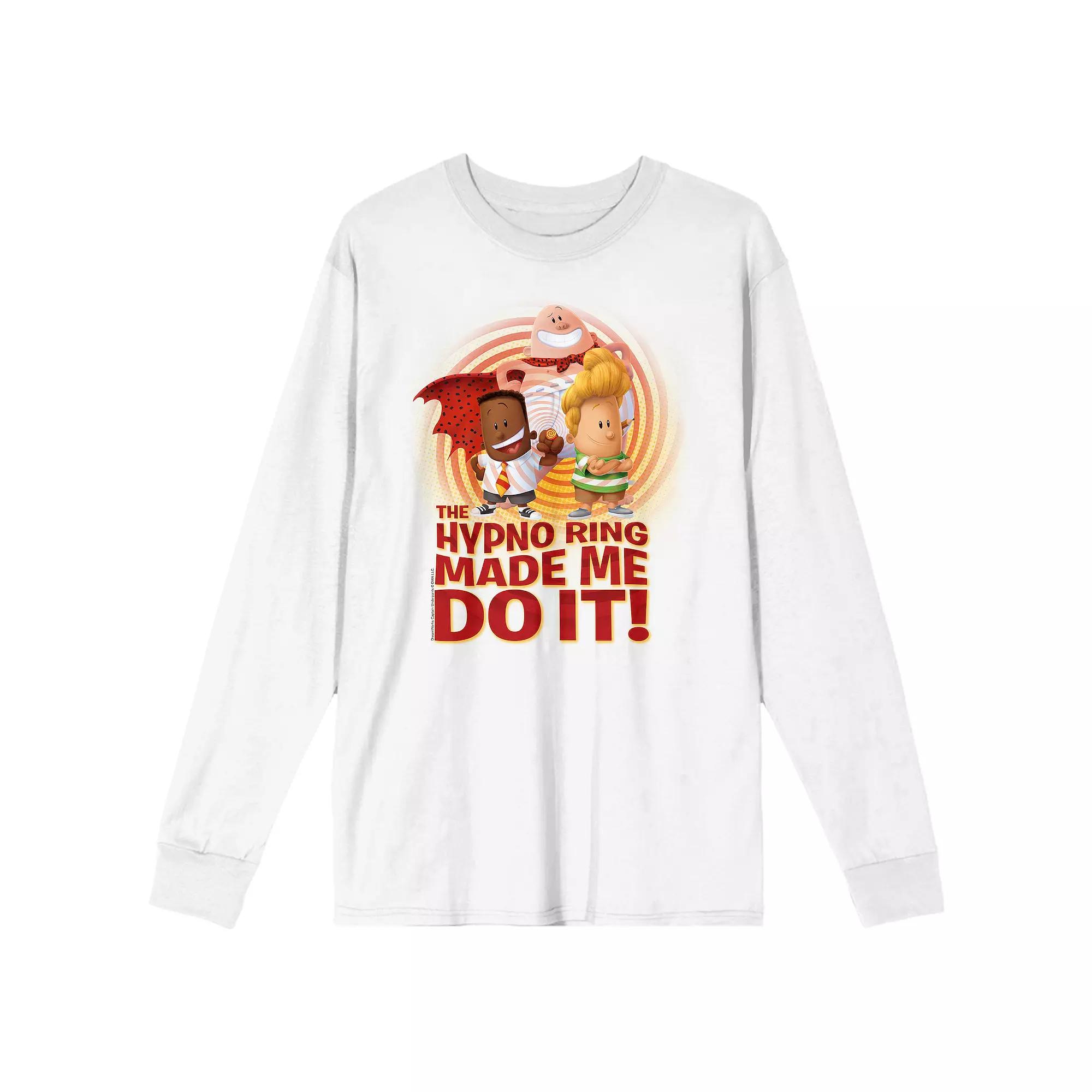 Men's Captain Underpants "Hypno Ring Made Me Do It" Long Sleeve Graphic Tee,  Product Image