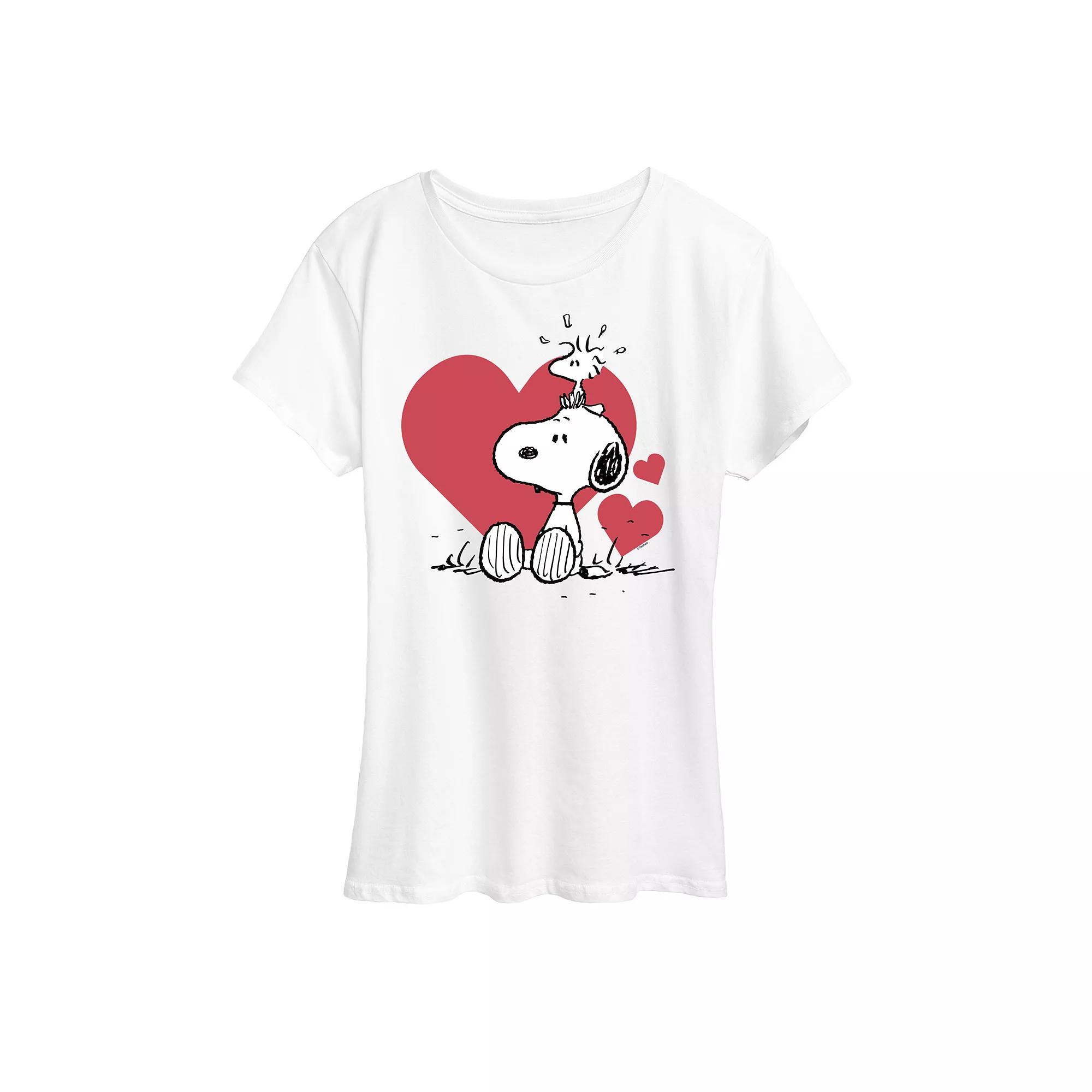 Women's Peanuts Snoopy & Woodstock Hearts Graphic Tee,  Product Image