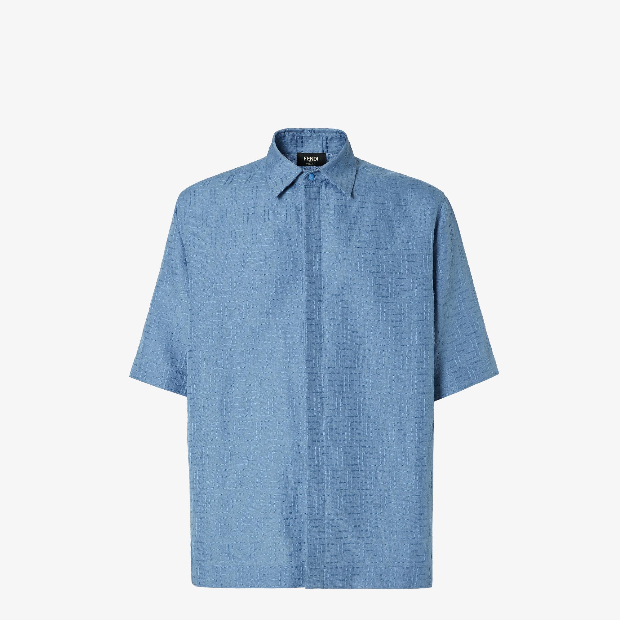 ShirtLight blue linen FF Jacquard shirt Product Image